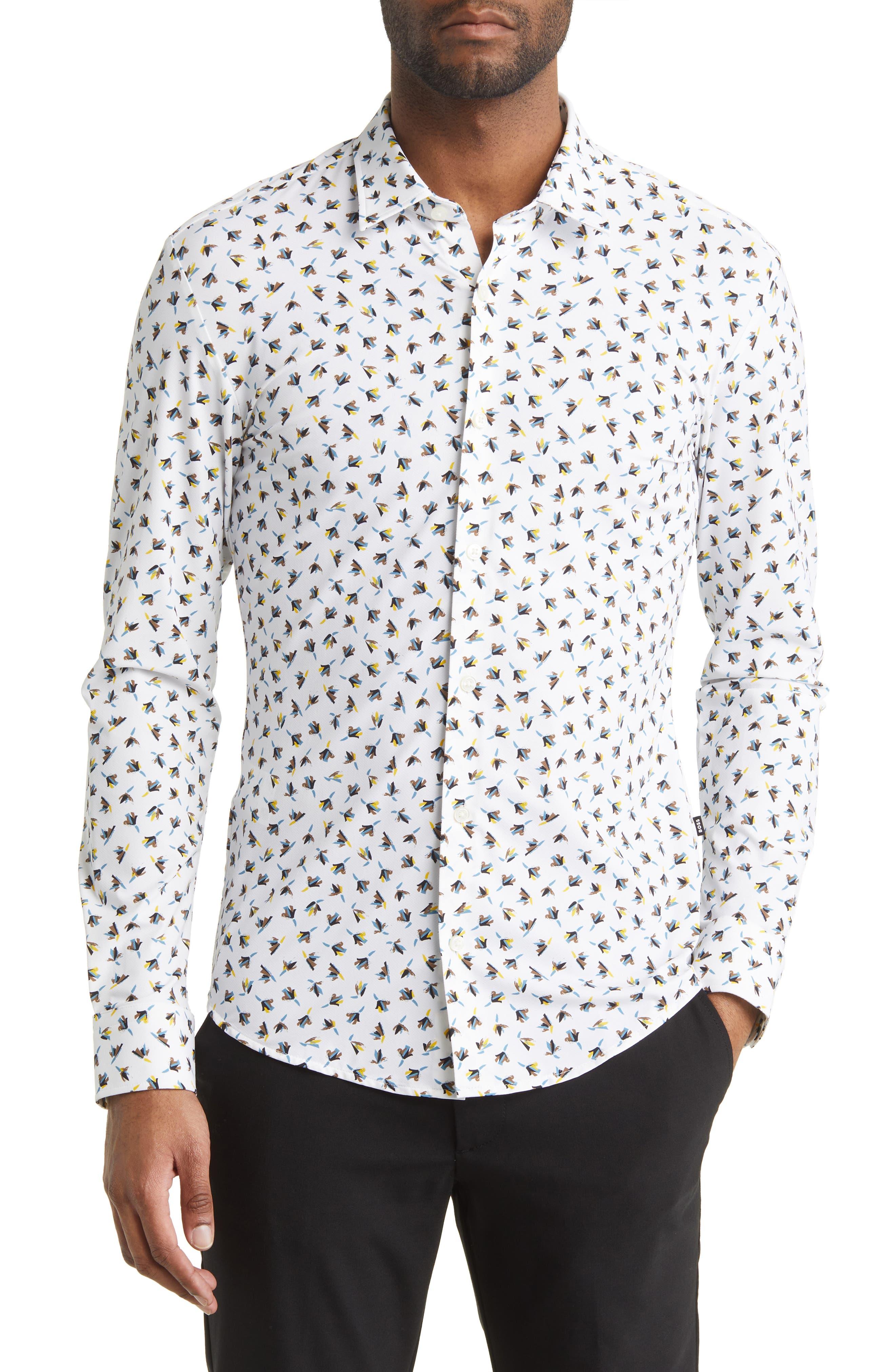 Hollow paste Chap hugo boss white shirt black buttons Oriental Basement