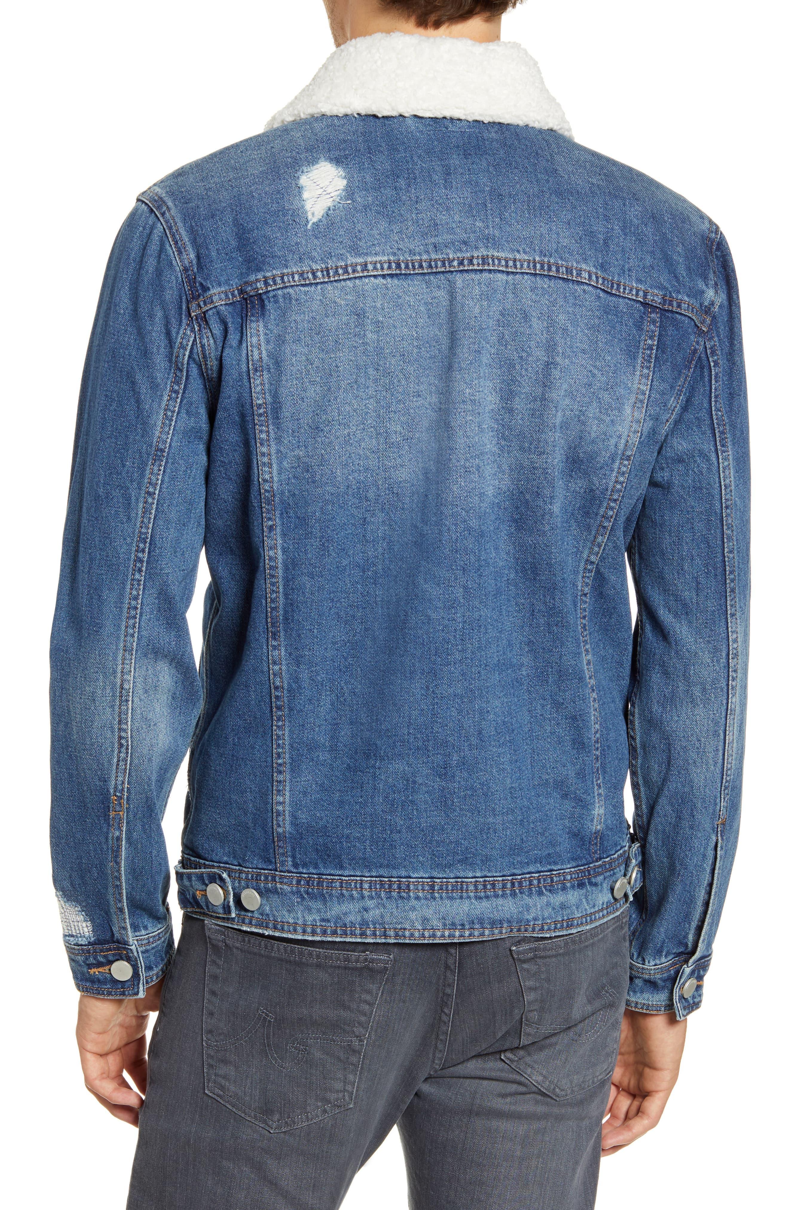 Blank NYC Fleece Collar Denim Jacket in Blue for Men - Lyst