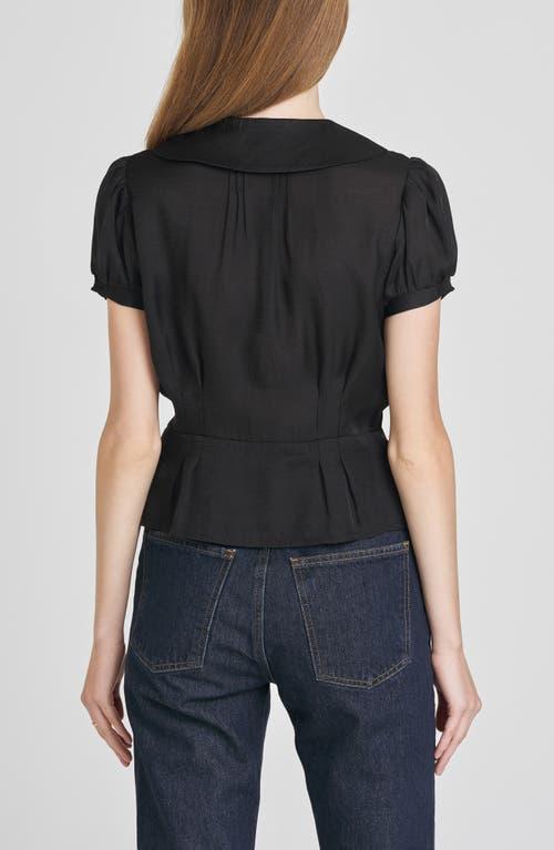 Wayf Kit Puff Sleeve Semisheer Peplum Top in Black Lyst