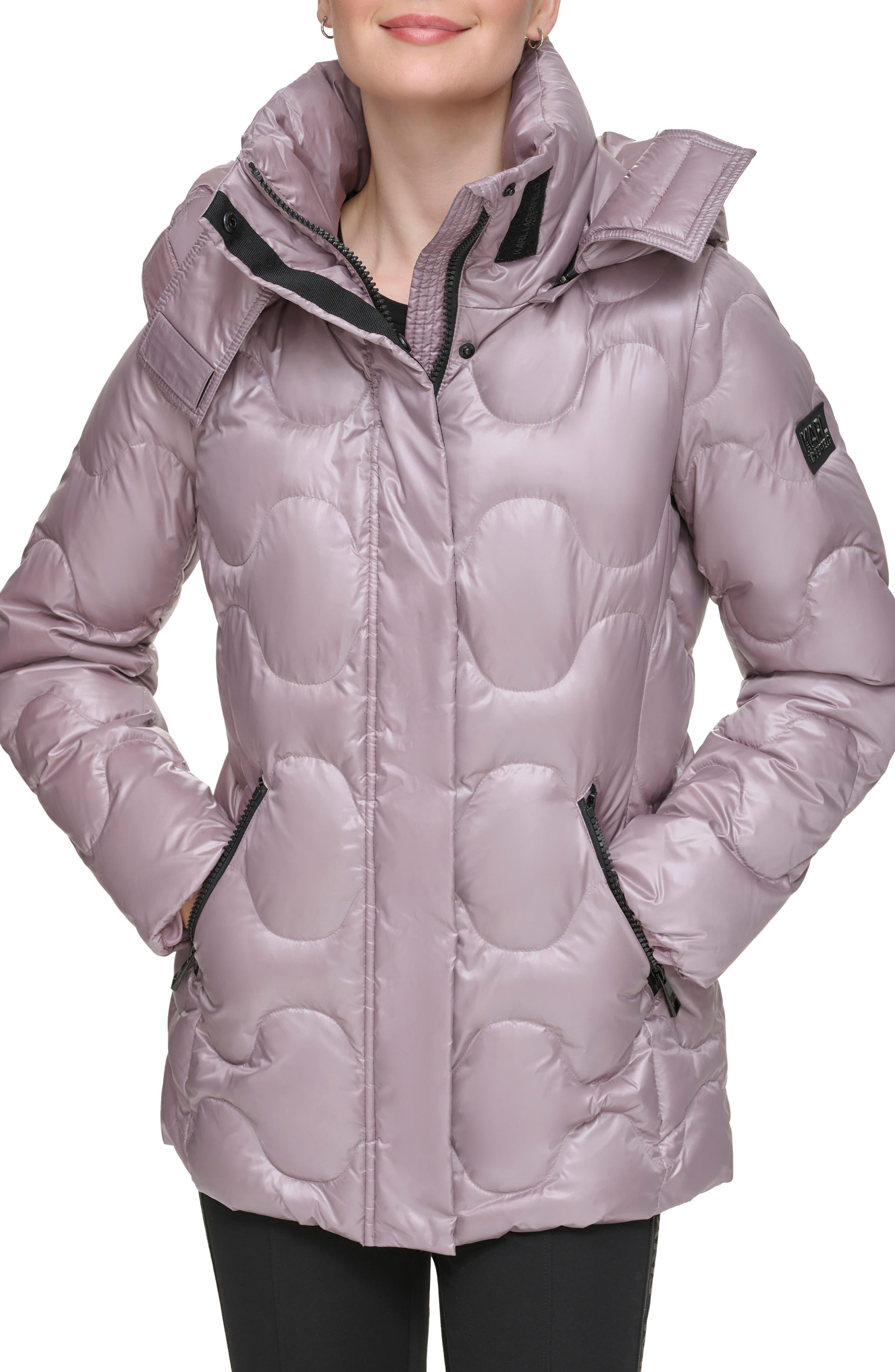 Karl Lagerfeld Onion Quilted Short Down Feather Fill Coat in