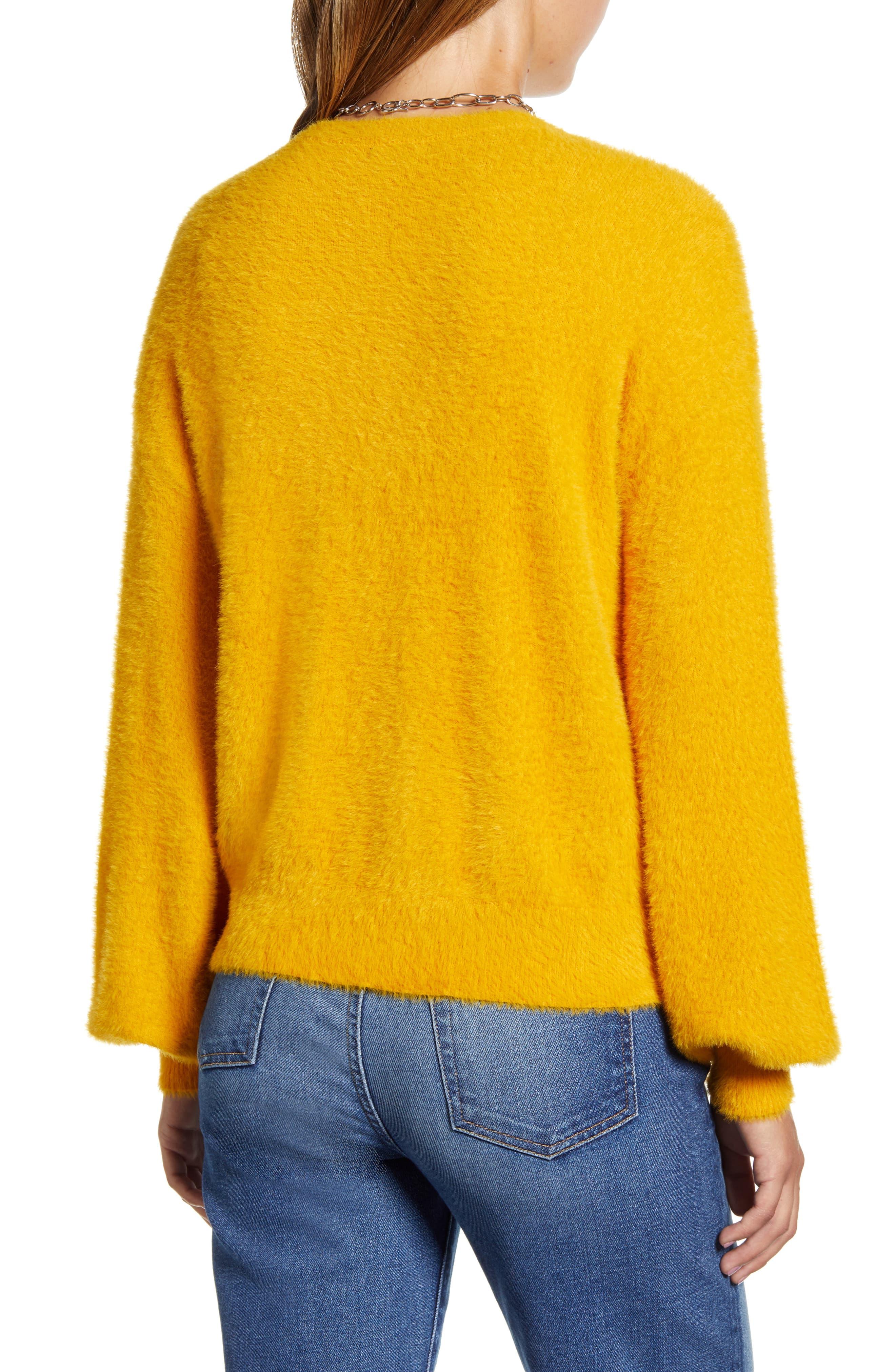 Halogen Halogen Fuzzy Vneck Sweater in Yellow Lyst