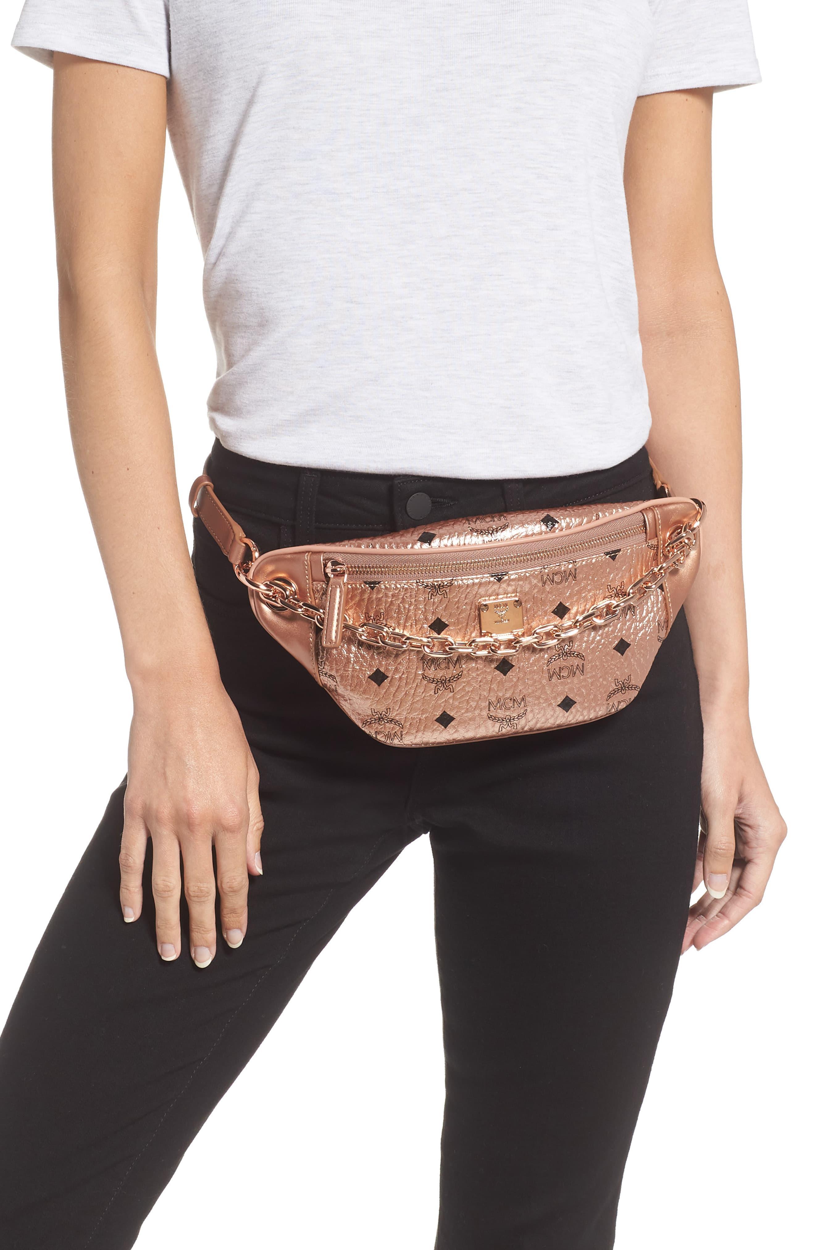 mcm champagne gold belt