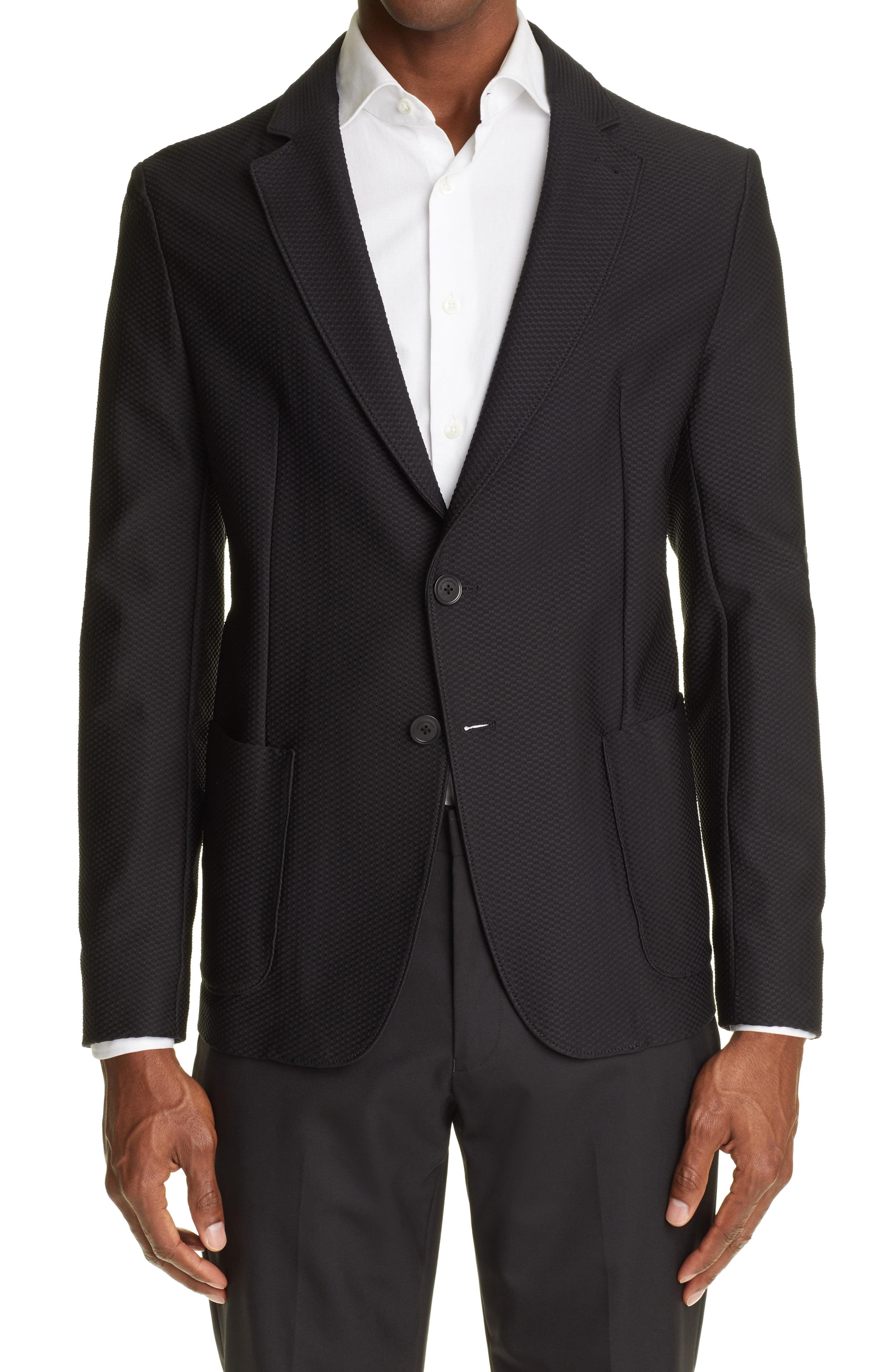 Emporio Armani Rice Stitch Soft Sport Coat in Black for Men - Lyst