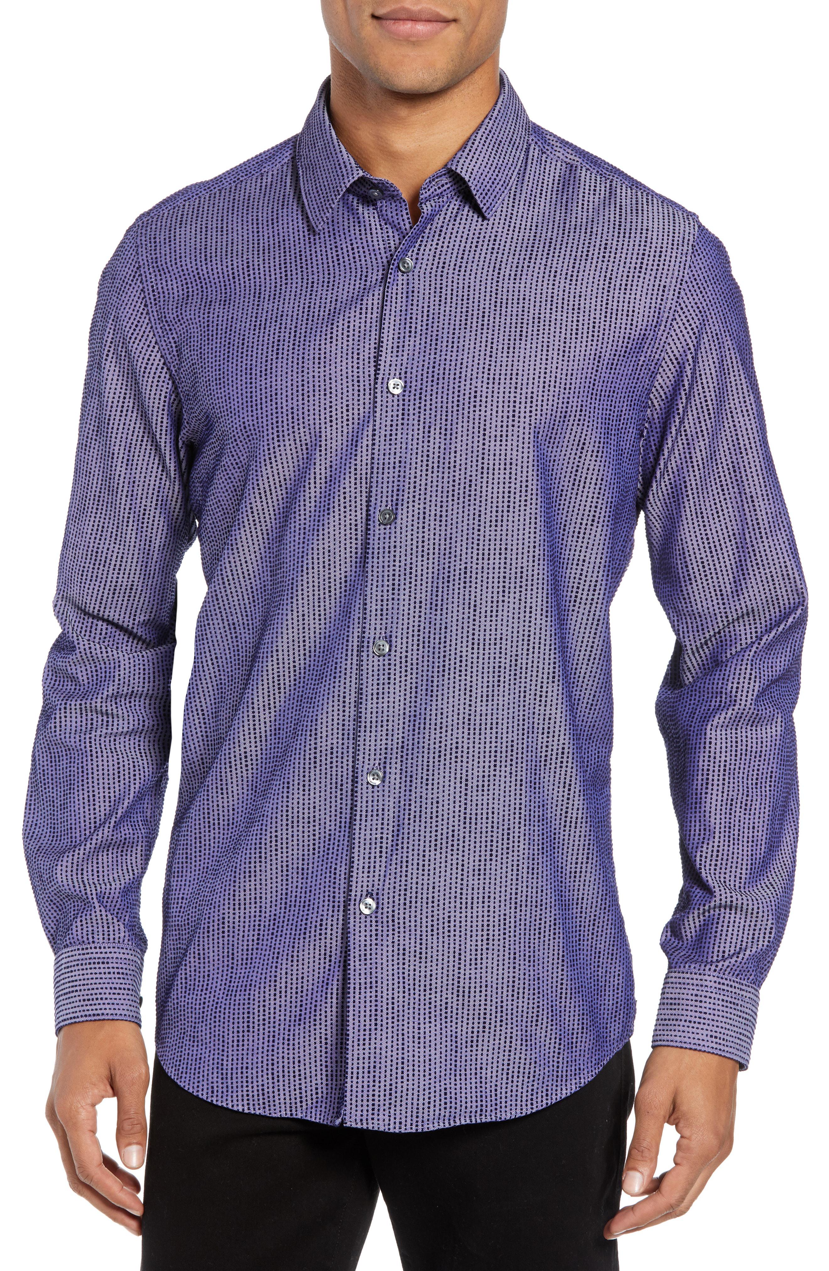 BOSS by Hugo Boss Cotton Lukas Regular Fit Sport Shirt in Purple for ...