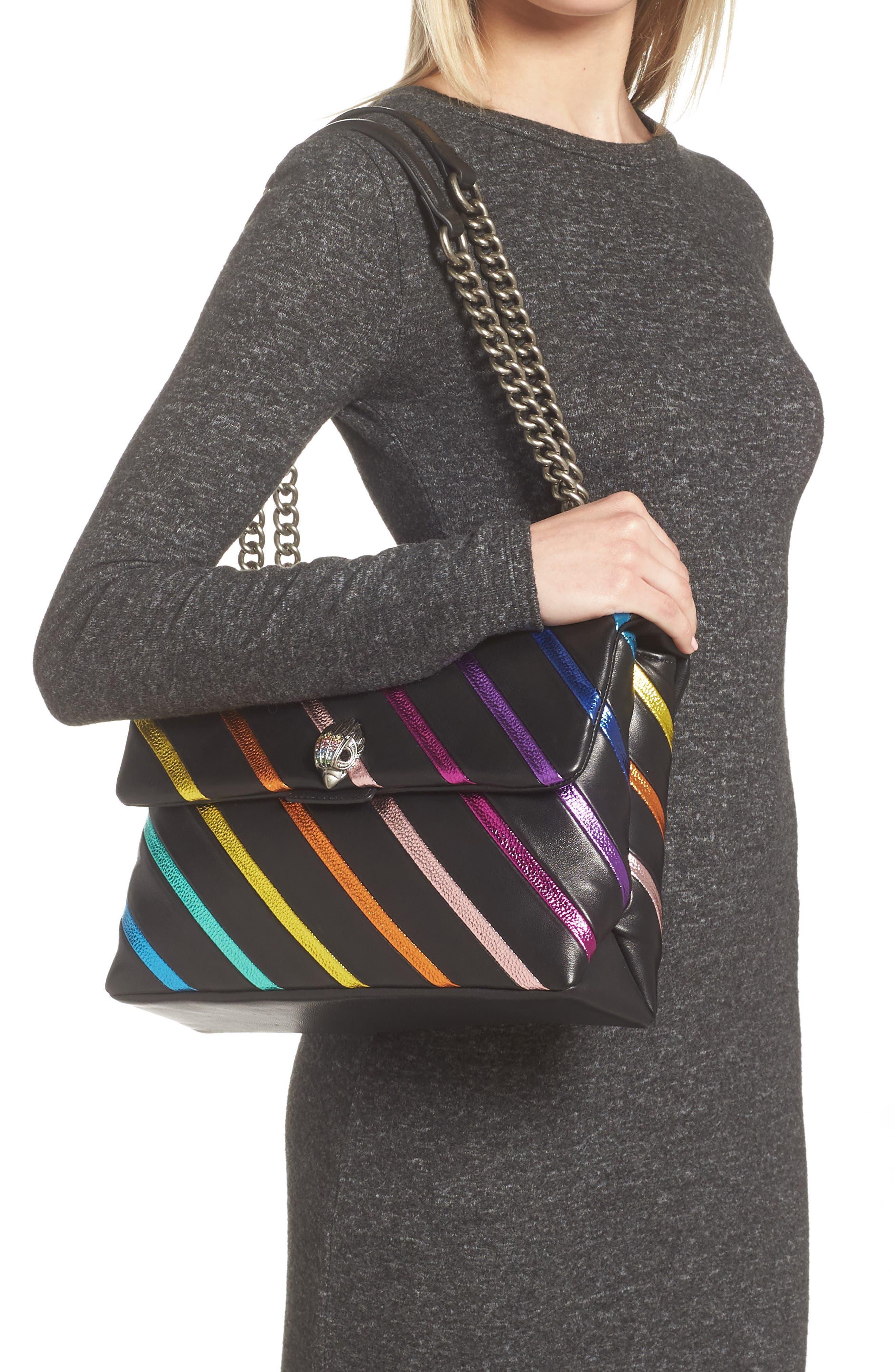 large kensington rainbow stripe leather shoulder bag