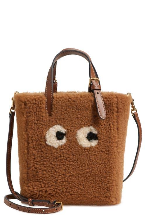 Anya Hindmarch Mini Eyes North/South Shearling Crossbody Tote in 