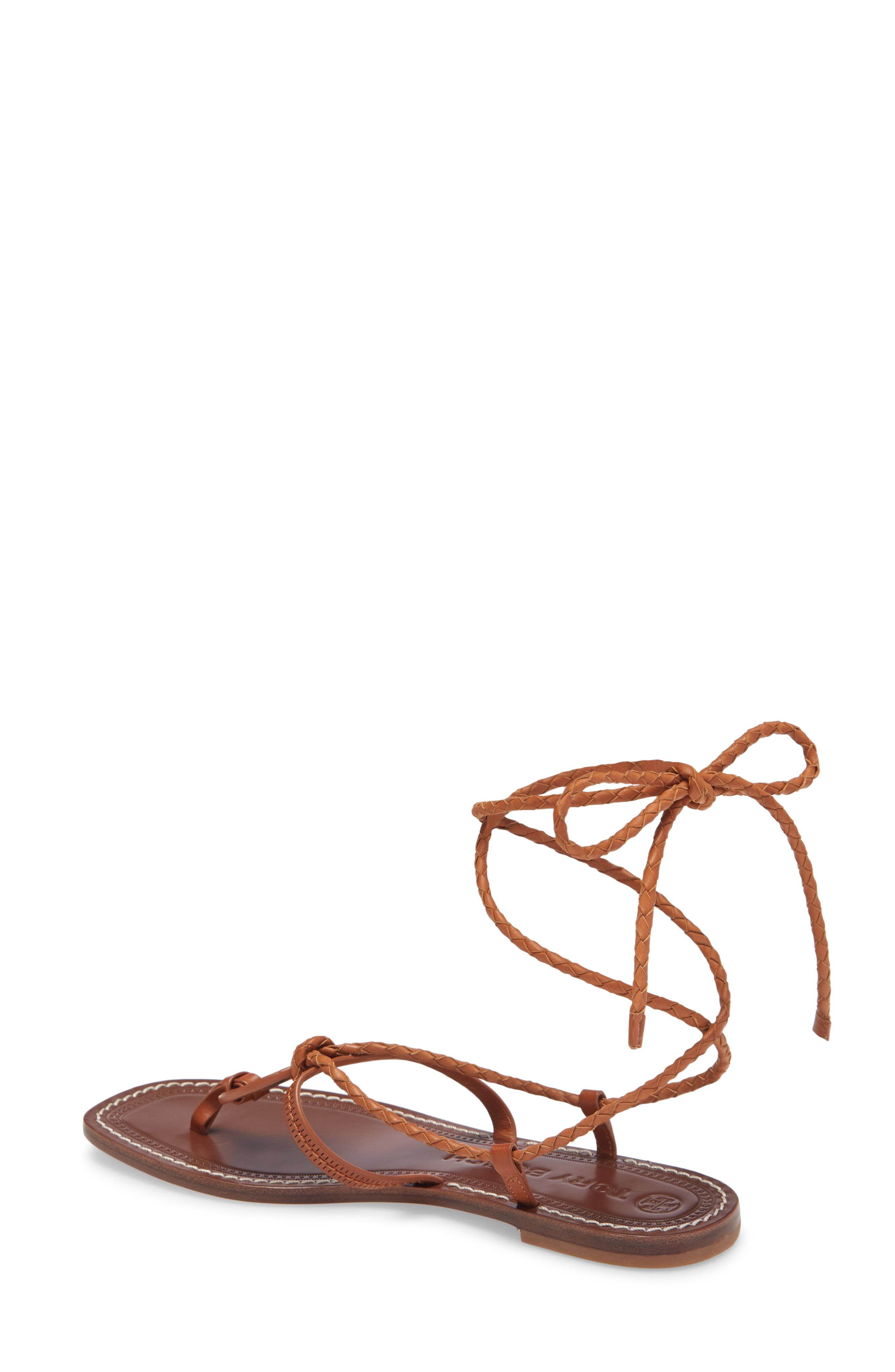 miller braided ankle tie logo sandal tory burch
