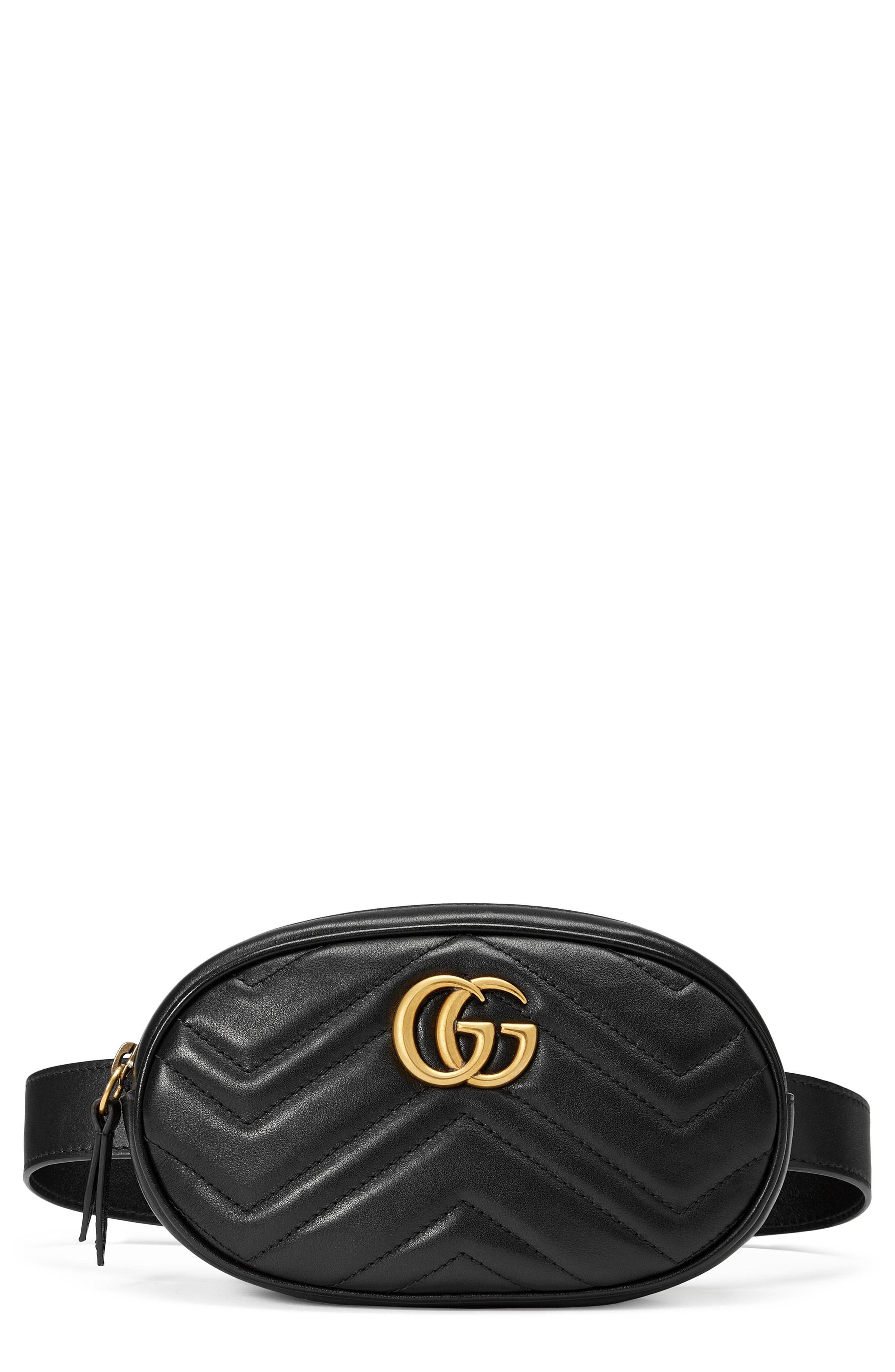 Gucci Leather Marmont Matelassé Belt Bag in Black | Lyst