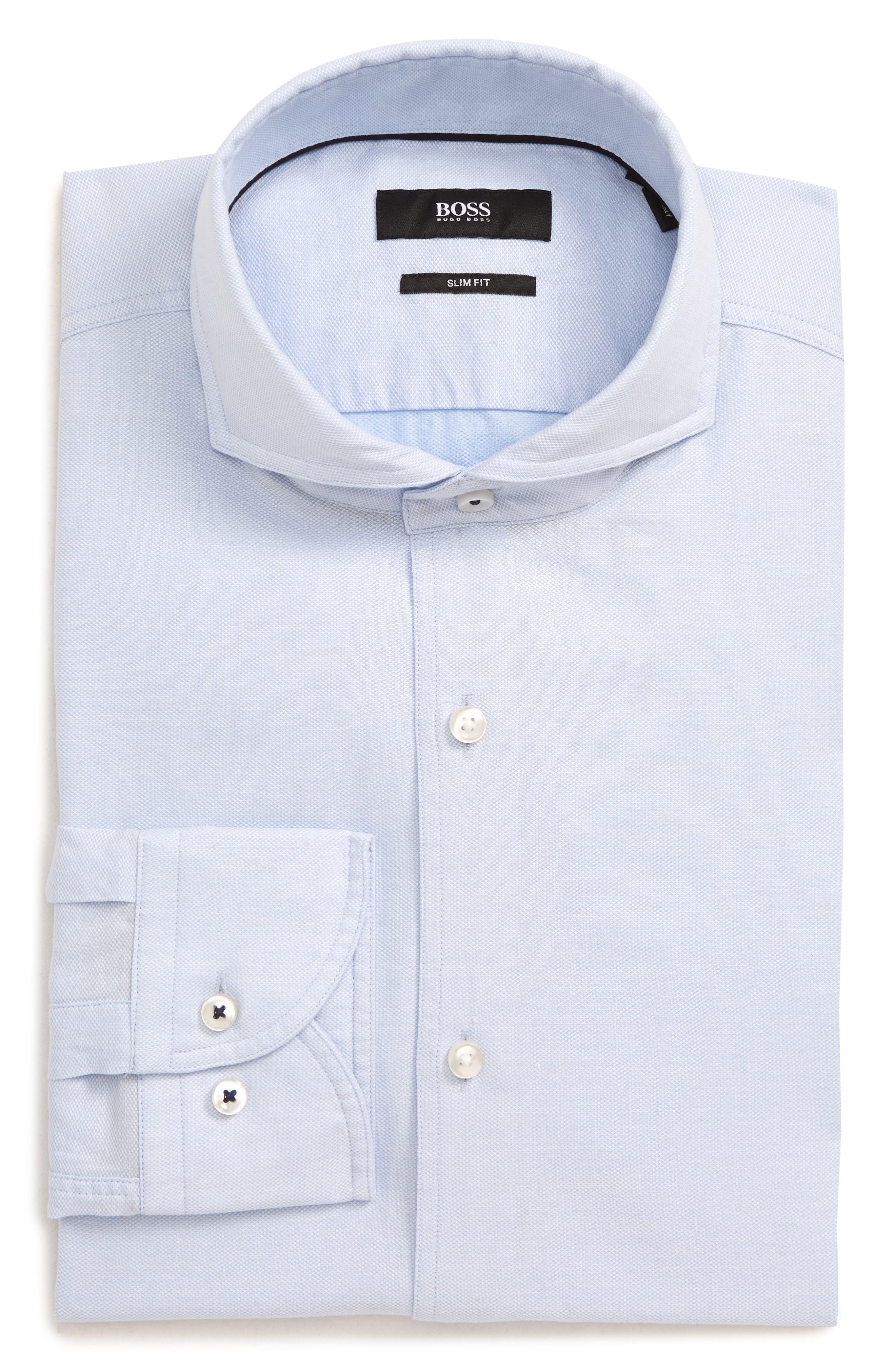 BOSS by HUGO BOSS Jemerson Slim Fit Solid Dress Shirt in Blue for Men | Lyst