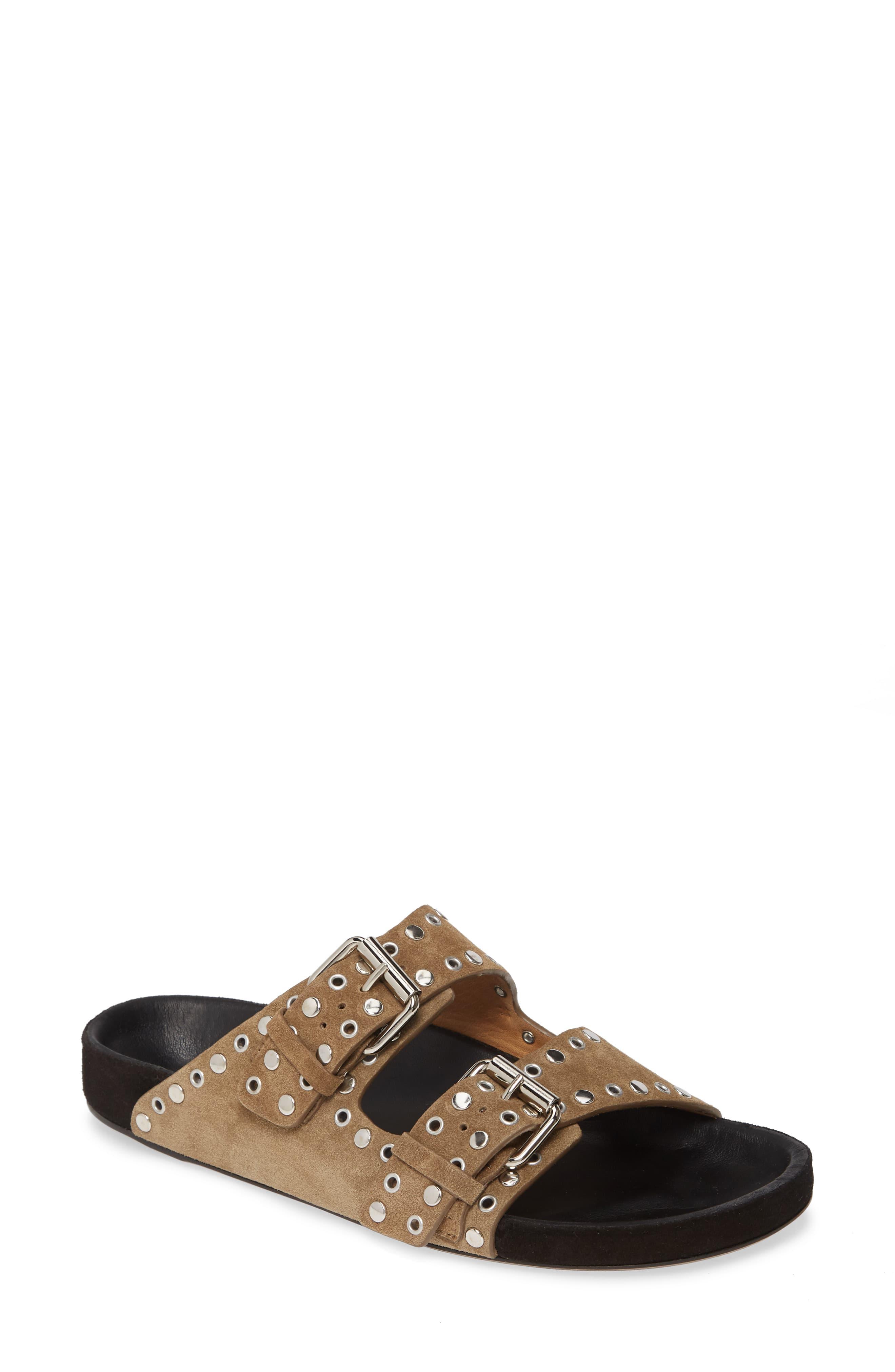 isabel marant lennyo grommet suede slides