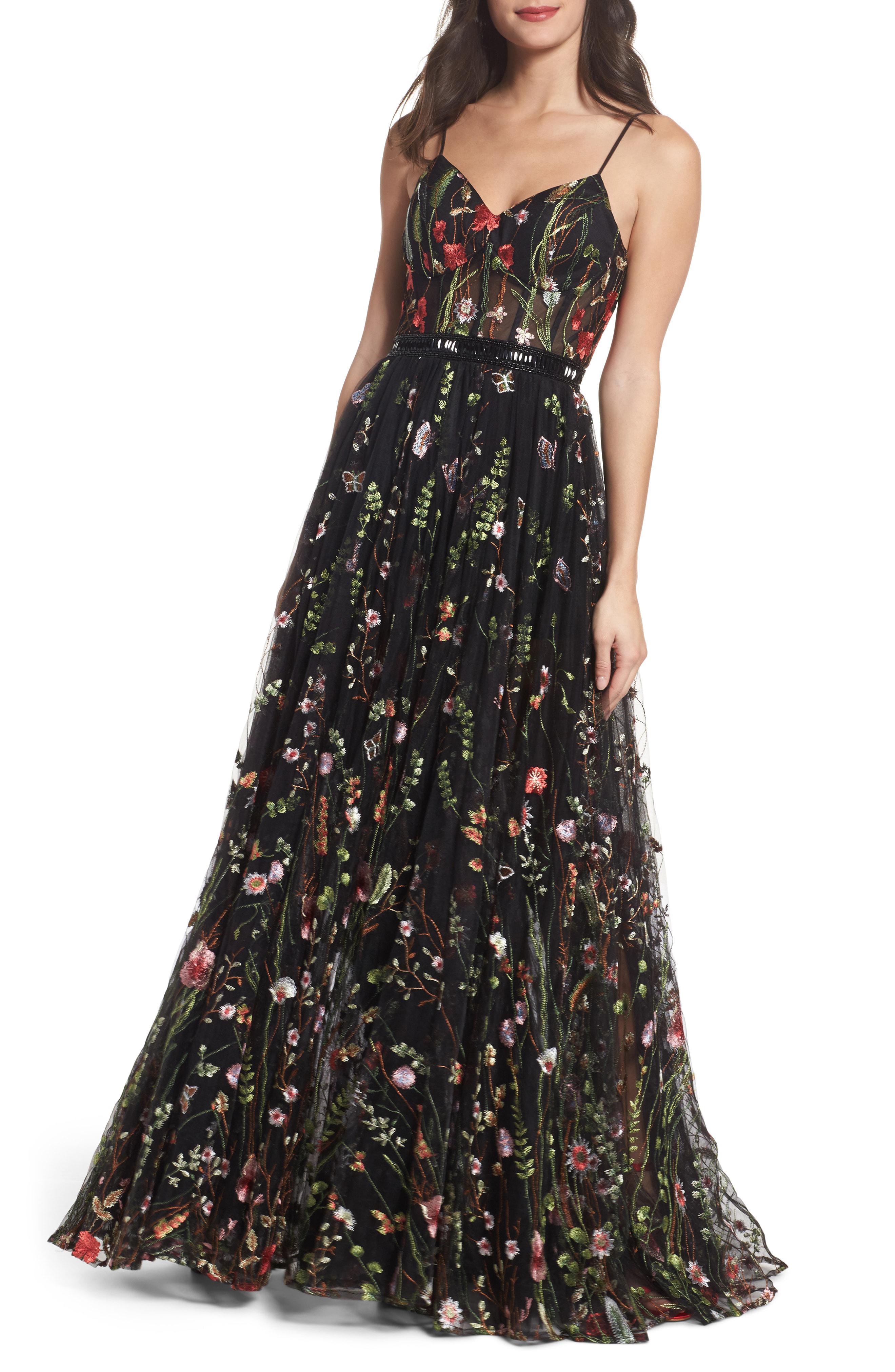 Lyst - Mac Duggal Embroidered Bustier Gown in Black