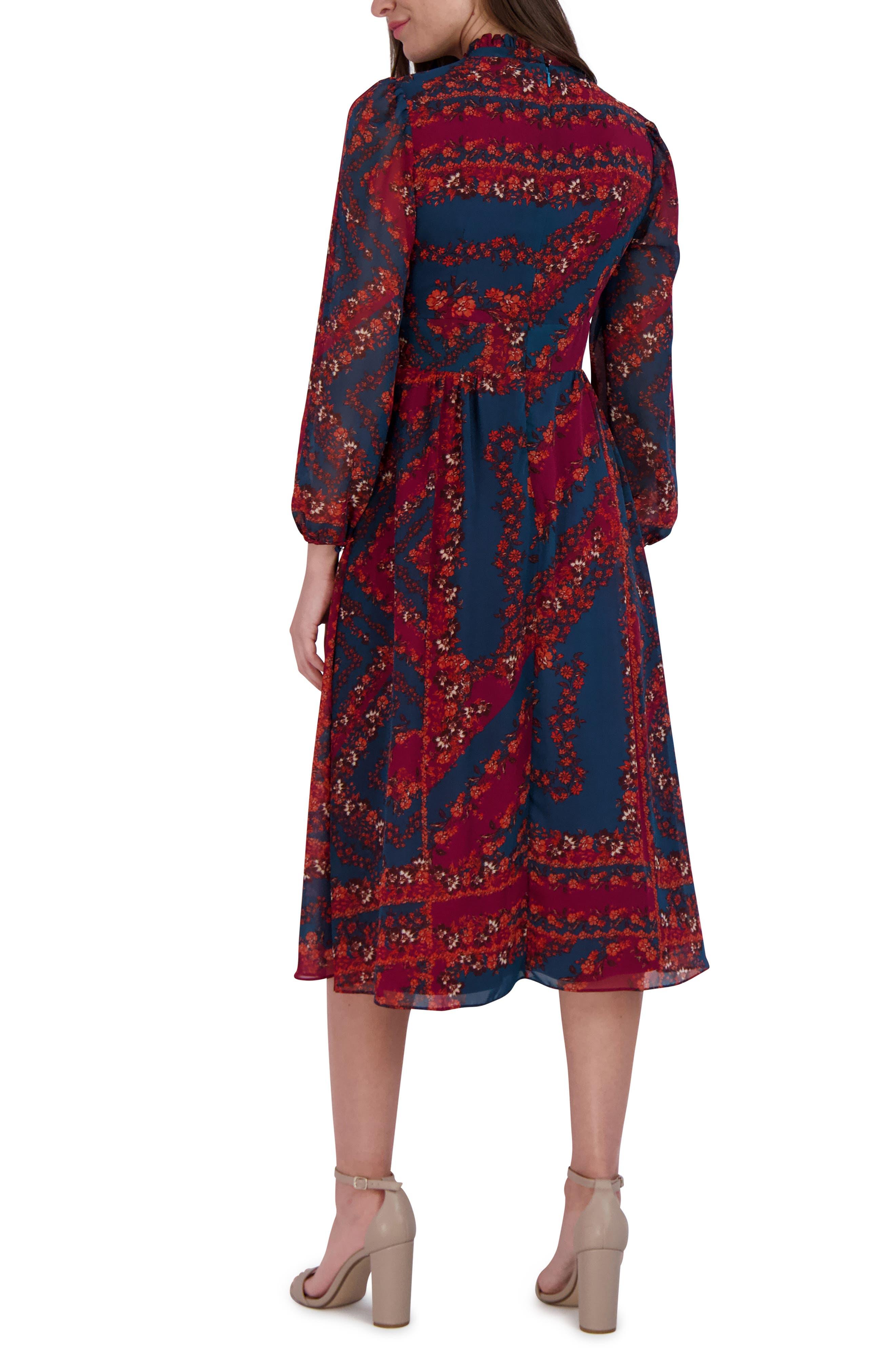 Long Sleeve Mock Neck Midi Dress 
