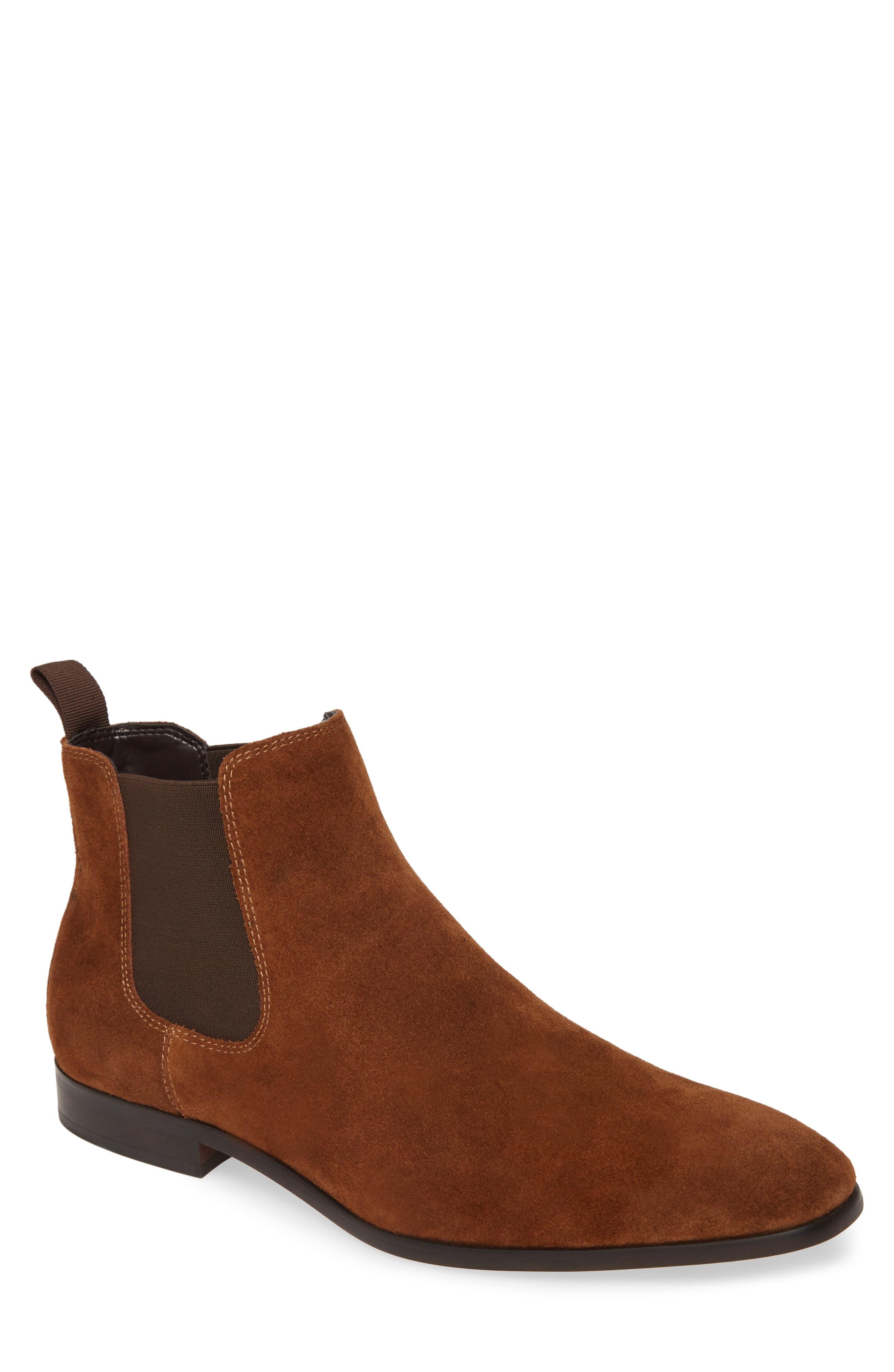 chestnut suede chelsea boots