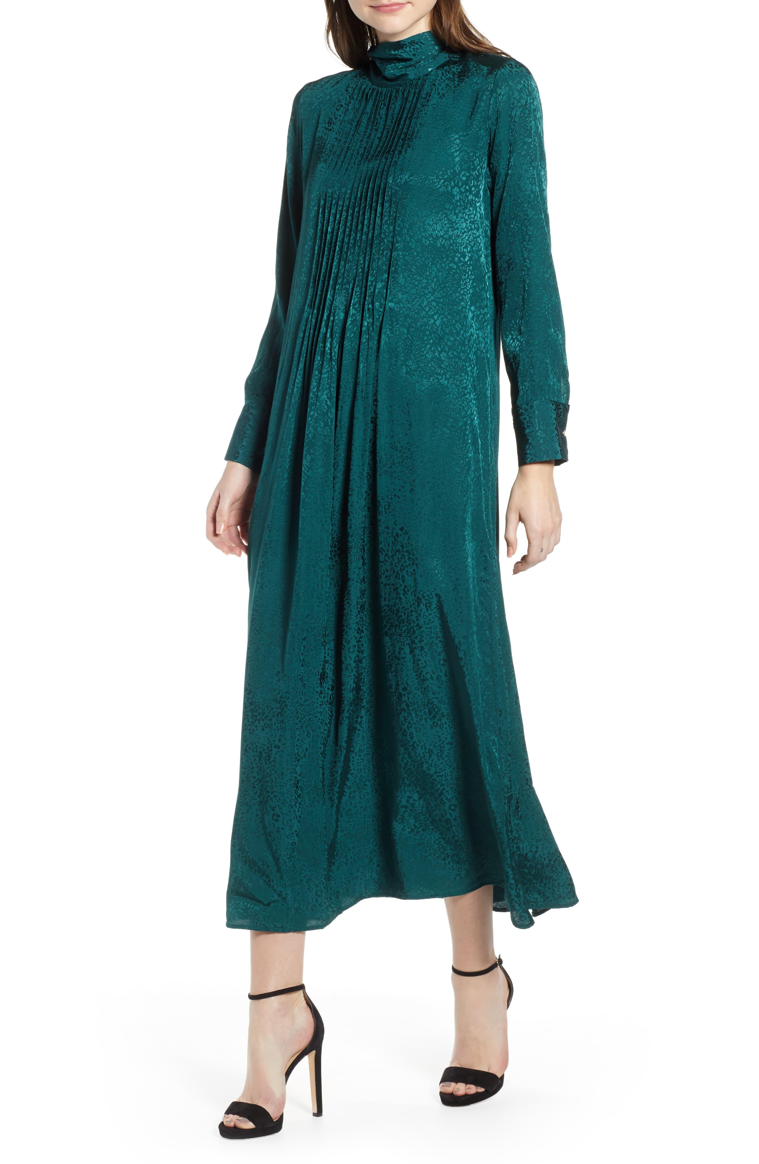topshop green jacquard dress