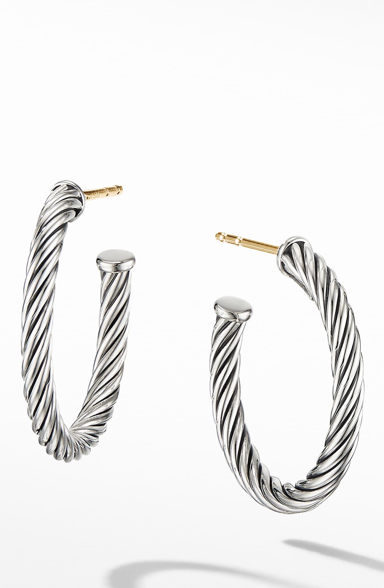 David Yurman Cable Hoop Earrings in Silver (Metallic) - Lyst