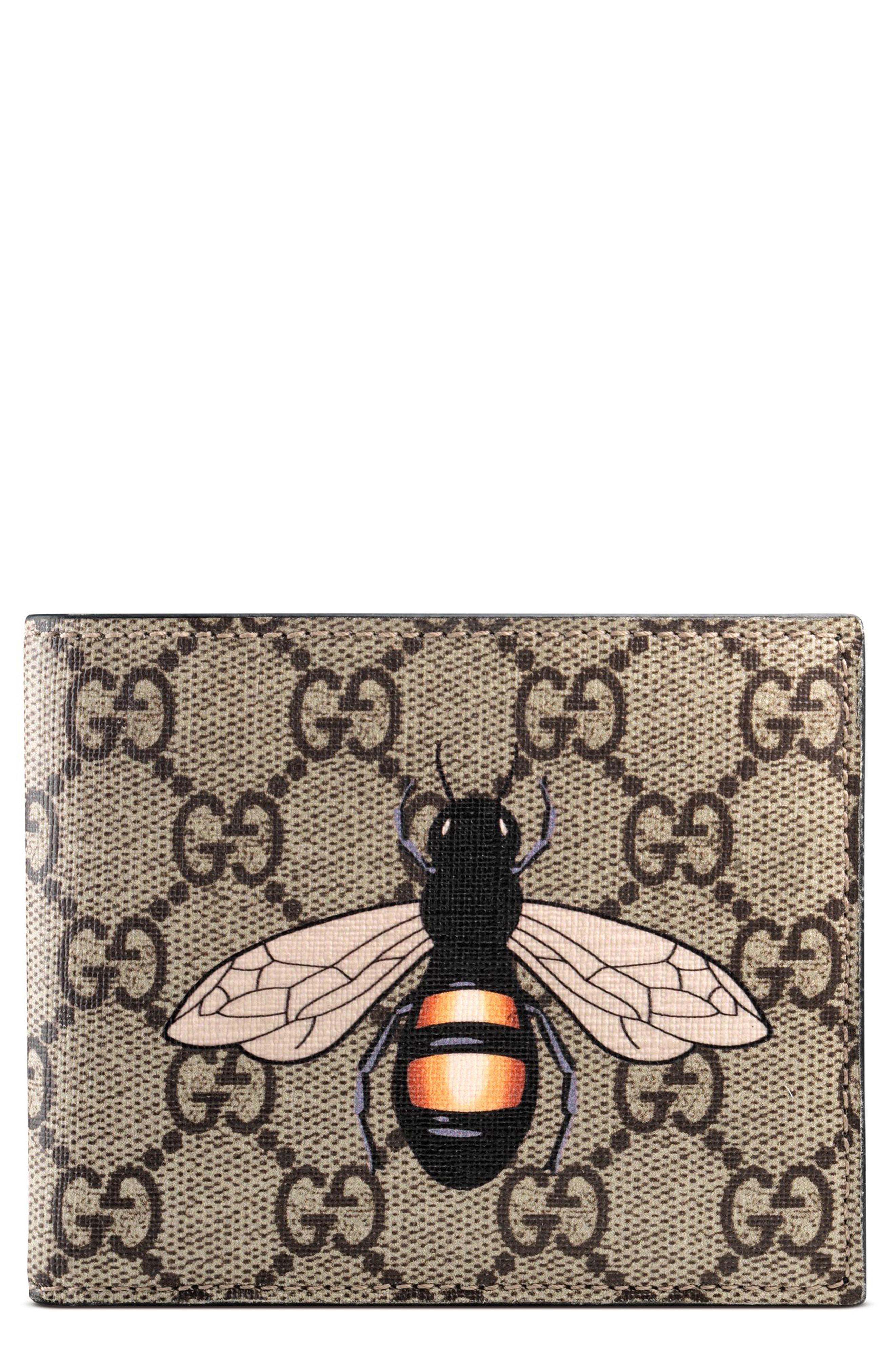 Gucci Bee Print GG Supreme Wallet for Men | Lyst