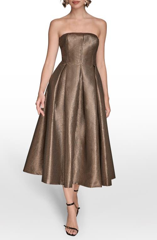donna karan women's strapless fit & flare midi dress Donna Karan Women's Mikado Floral Midi Gown in Cream/Lawn Multi main image 0