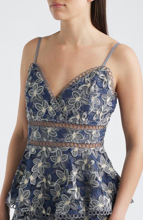 champagne sequin embroidered midi dress Navy Tailored Lace Midi Dress – self-portrait-US main image 1