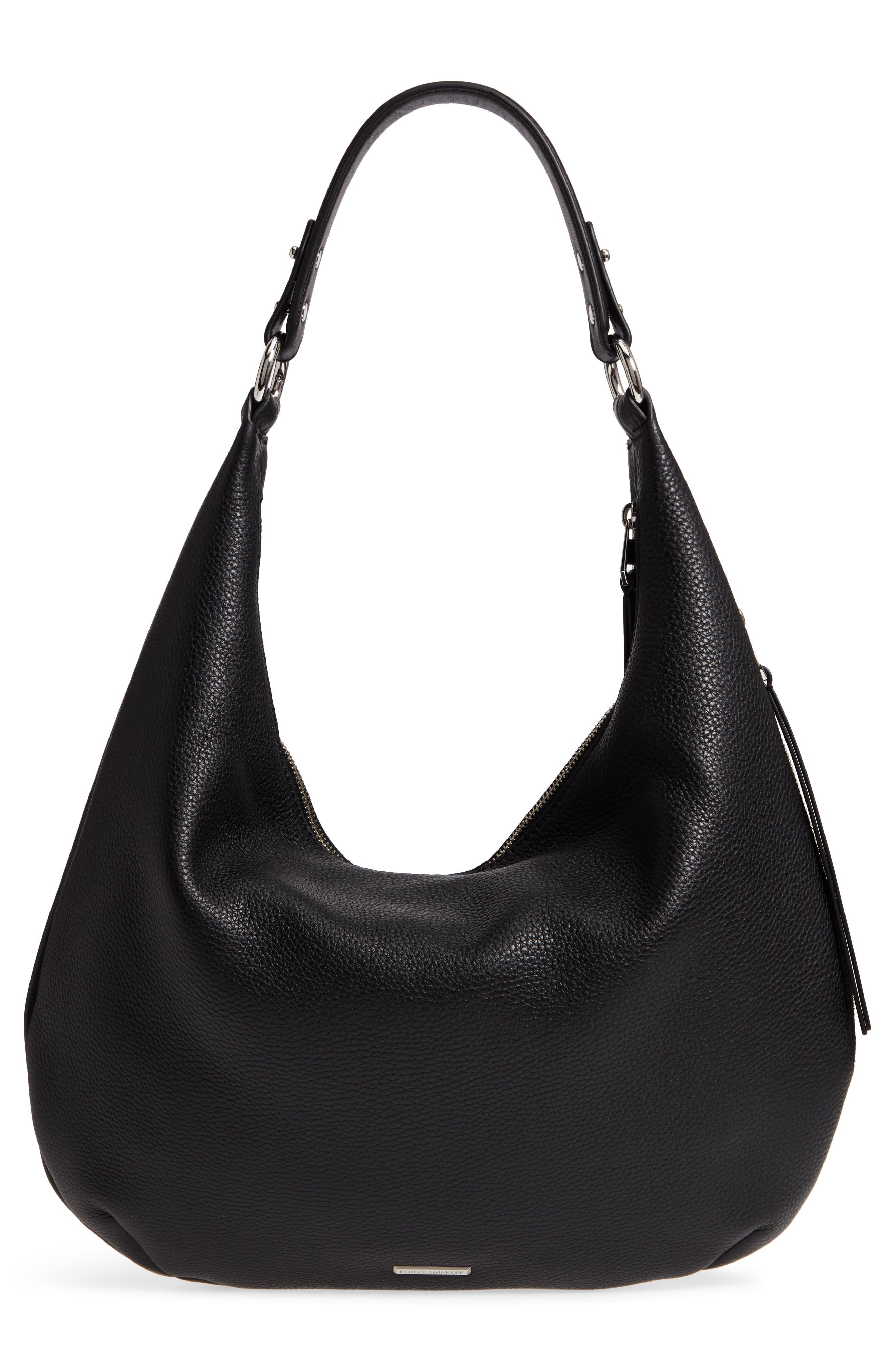 Rebecca Minkoff Michelle Leather Hobo in Black | Lyst