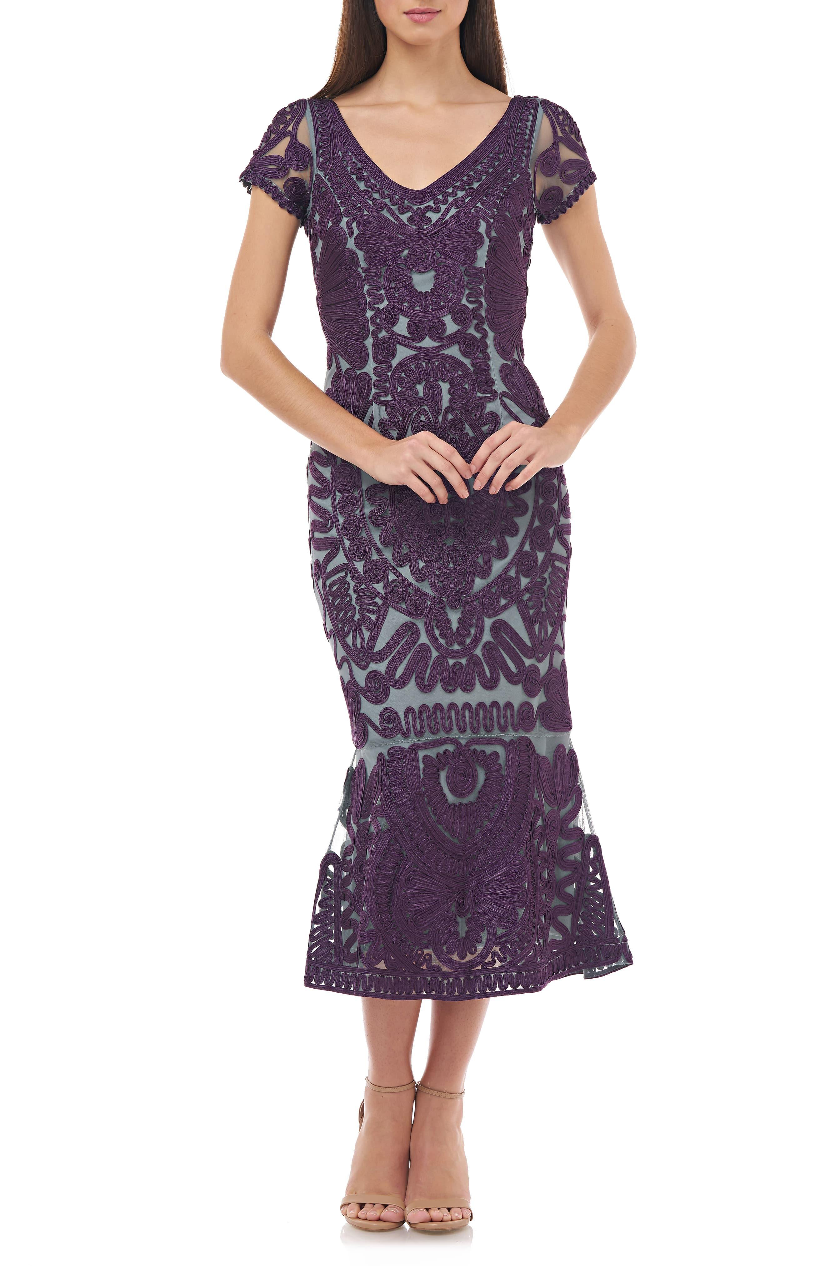 soutache embroidered trumpet gown