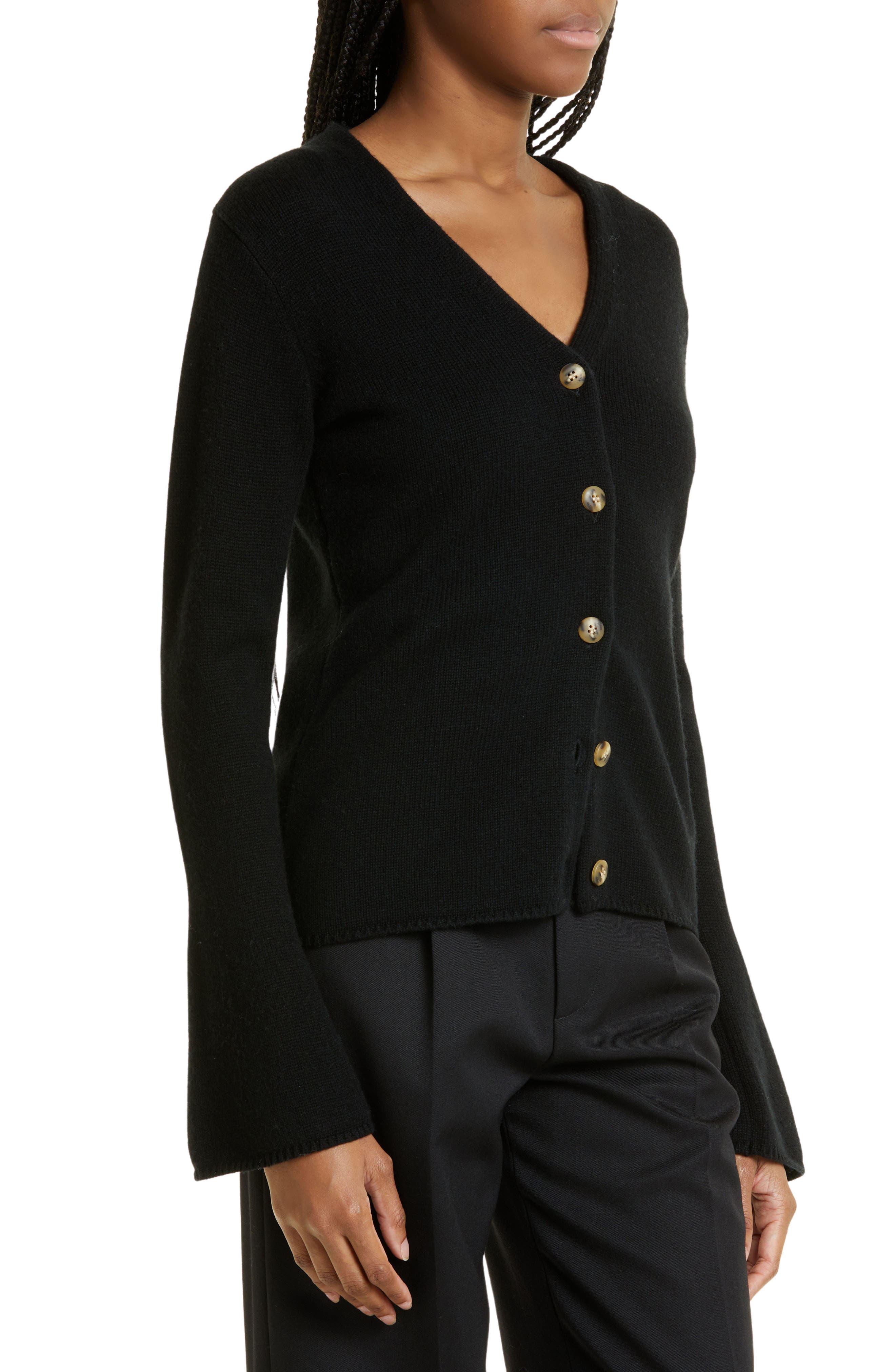 By Malene Birger Cirane Bell Sleeve Wool Cardigan in Black | Lyst