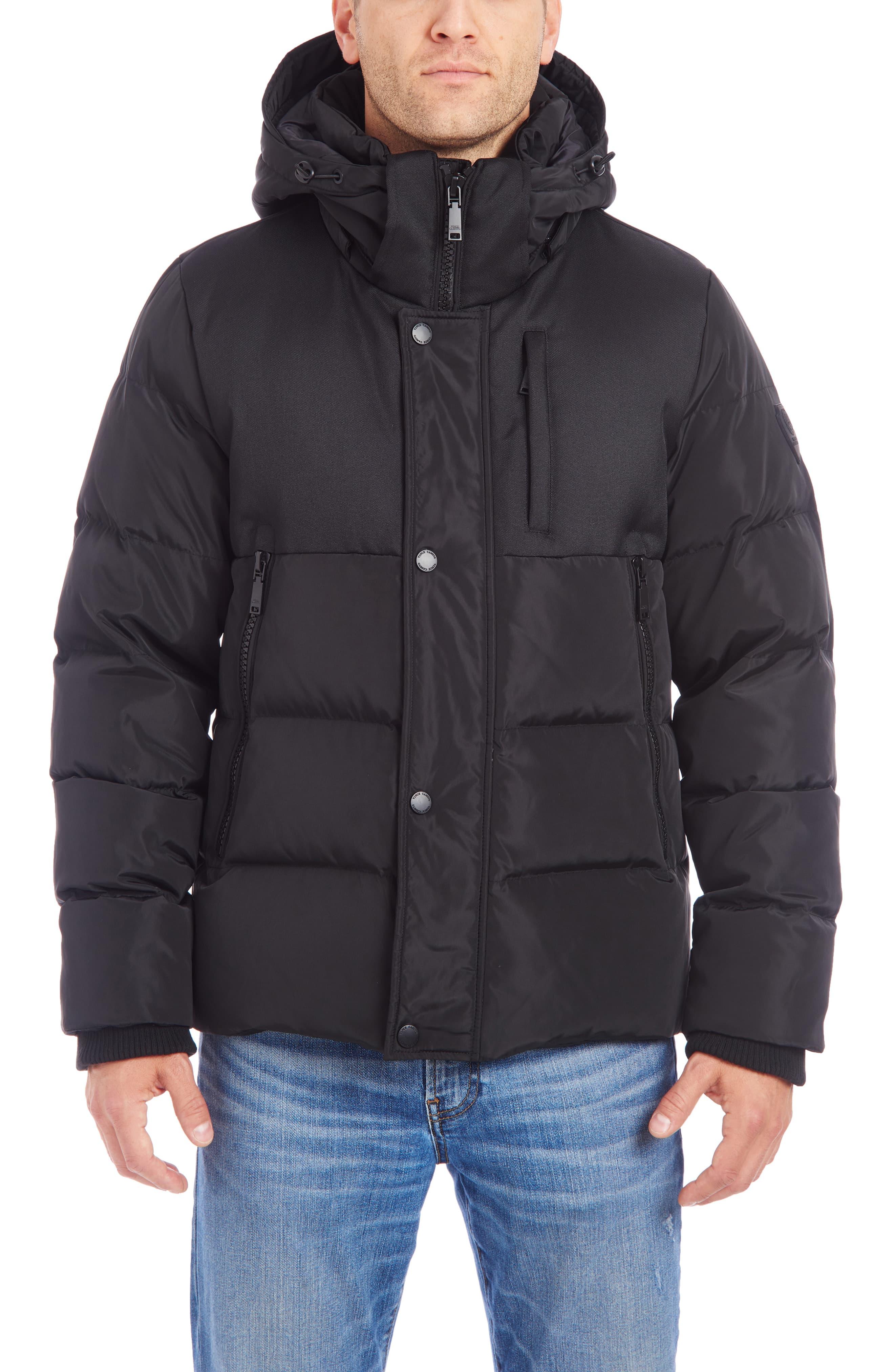 Vince Camuto Hooded Puffer Jacket in Black for Men - Lyst