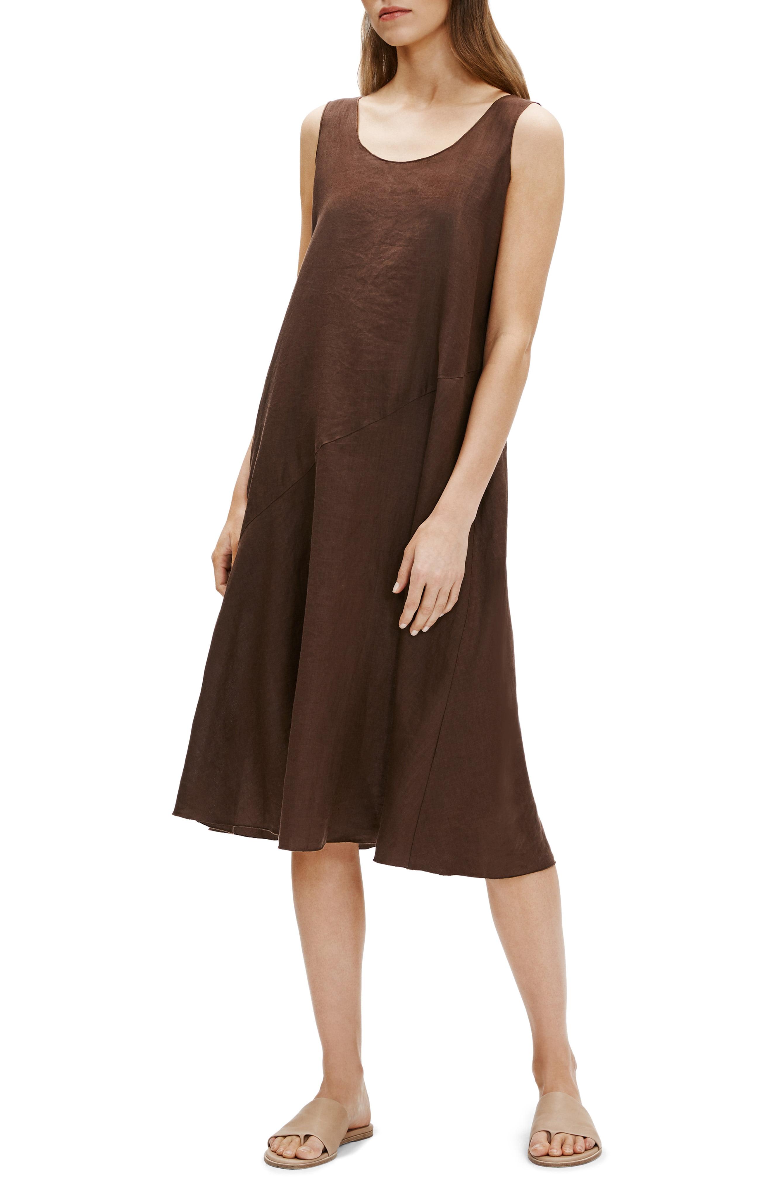 Eileen Fisher Sleeveless Linen Dress in Cocoa (Brown) Lyst