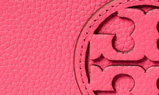 Tory Burch Miller Top Zip Leather Card Case in Pink | Lyst