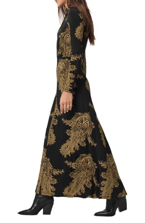 mina printed long sleeve slim fit maxi dress mina printed long sleeve slim fit maxi dress Mina V-Neck elastic Vintage Floral Print Holiday