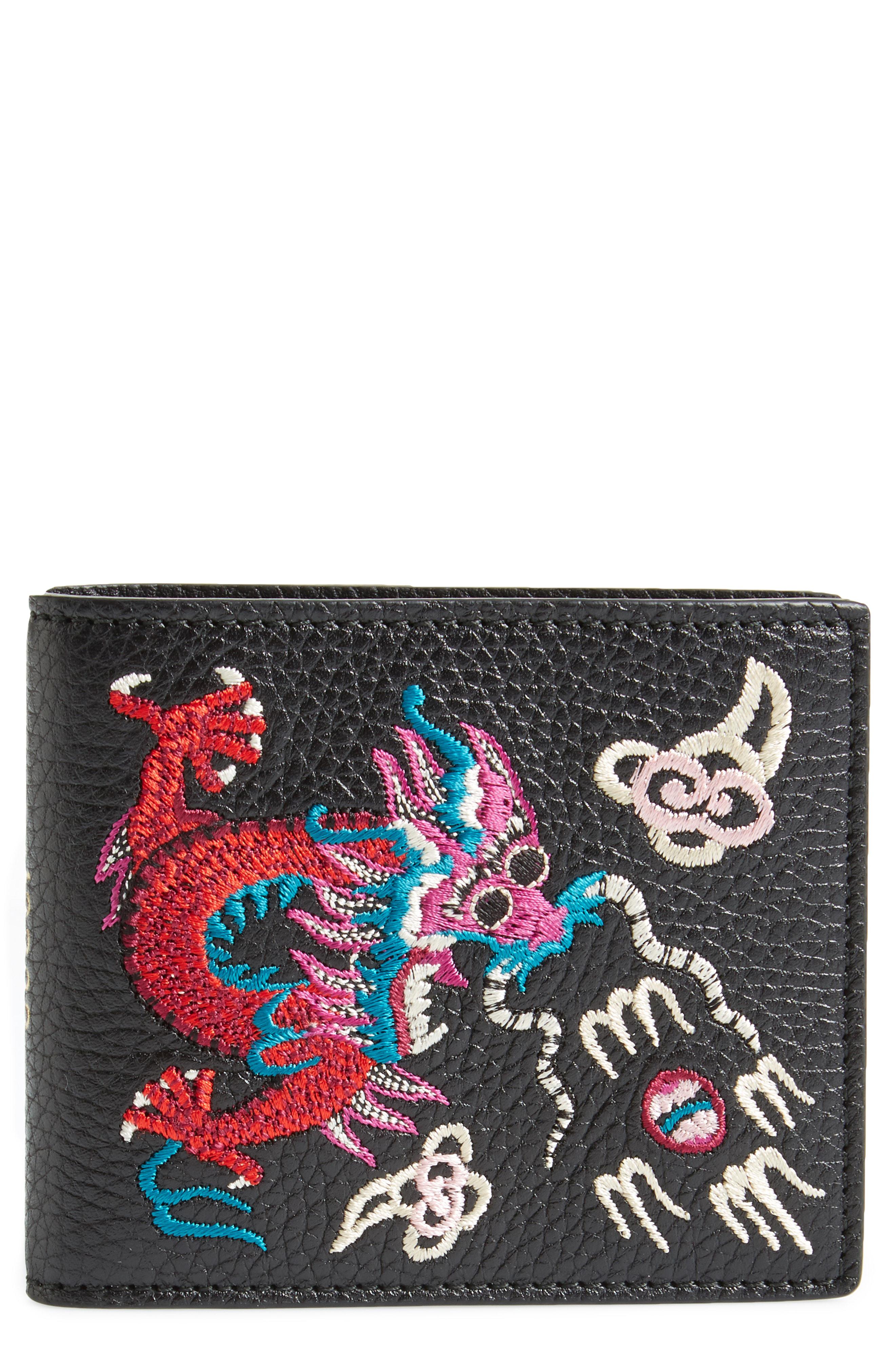 Gucci Dragon Leather Wallet in Black 