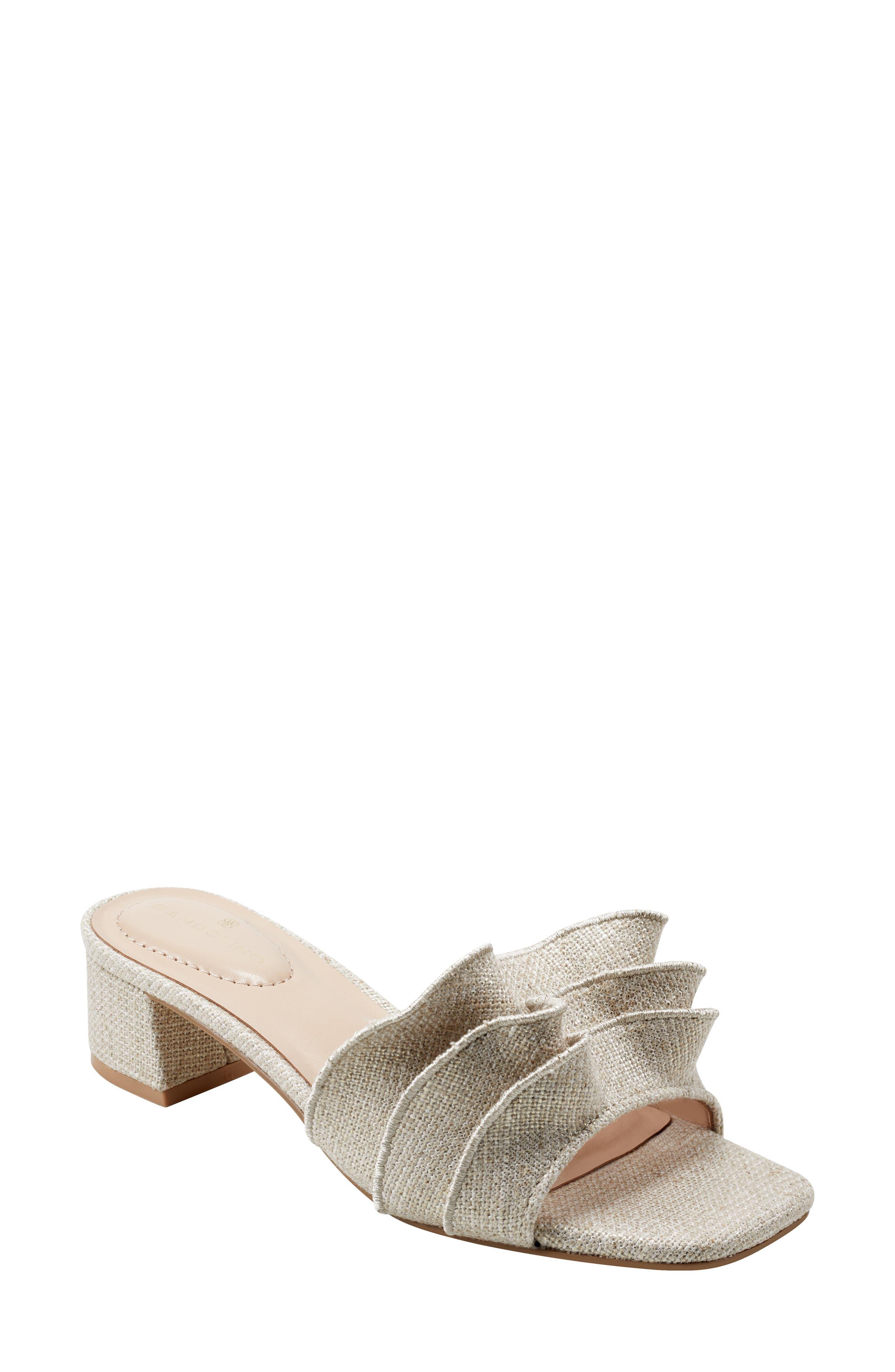 Bandolino Rista Metallic Ruffle Slide Sandal Lyst
