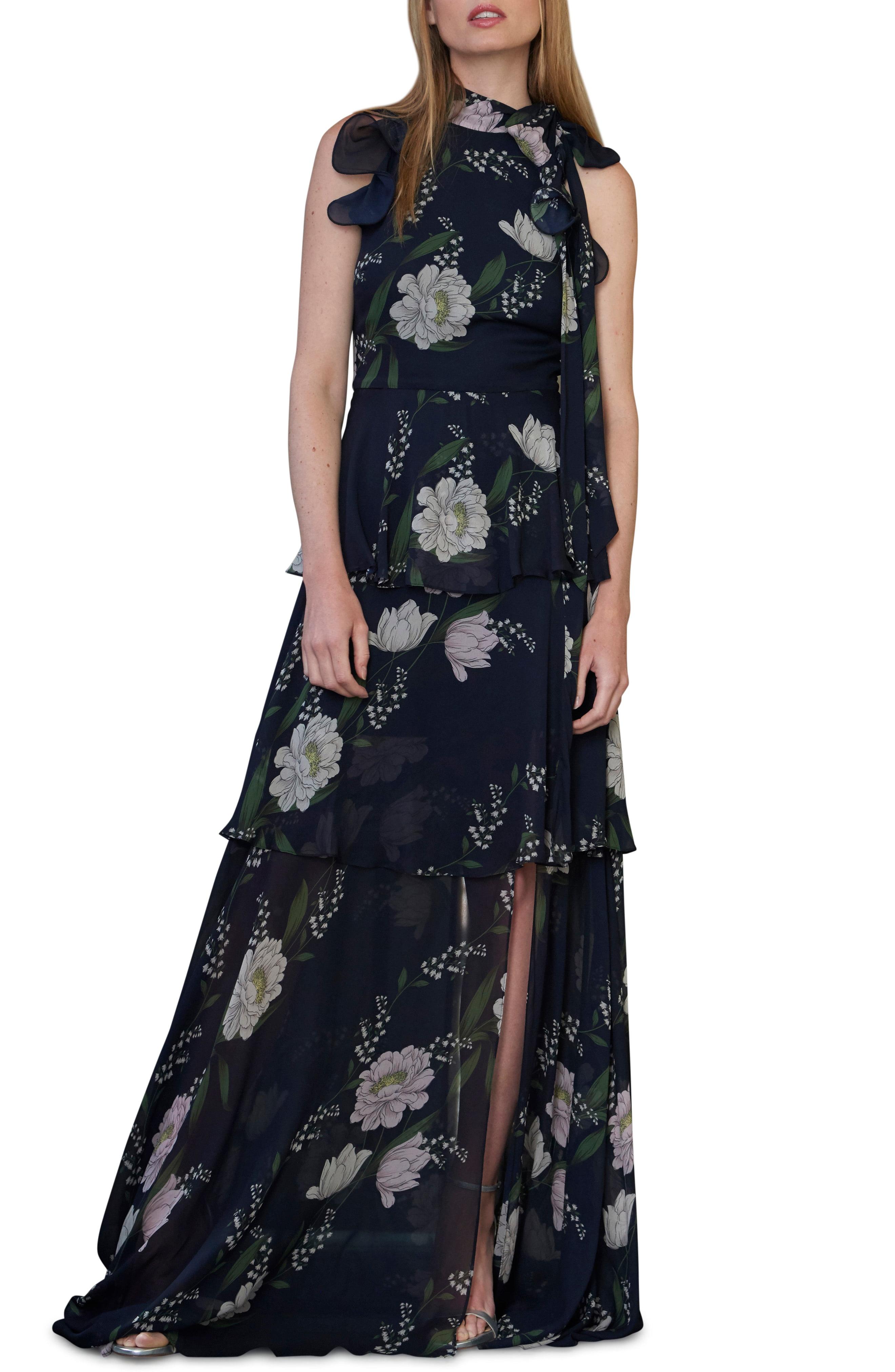ML MONIQUE LHUILLIER Lace Tiered Midi Dress - We Select Dresses