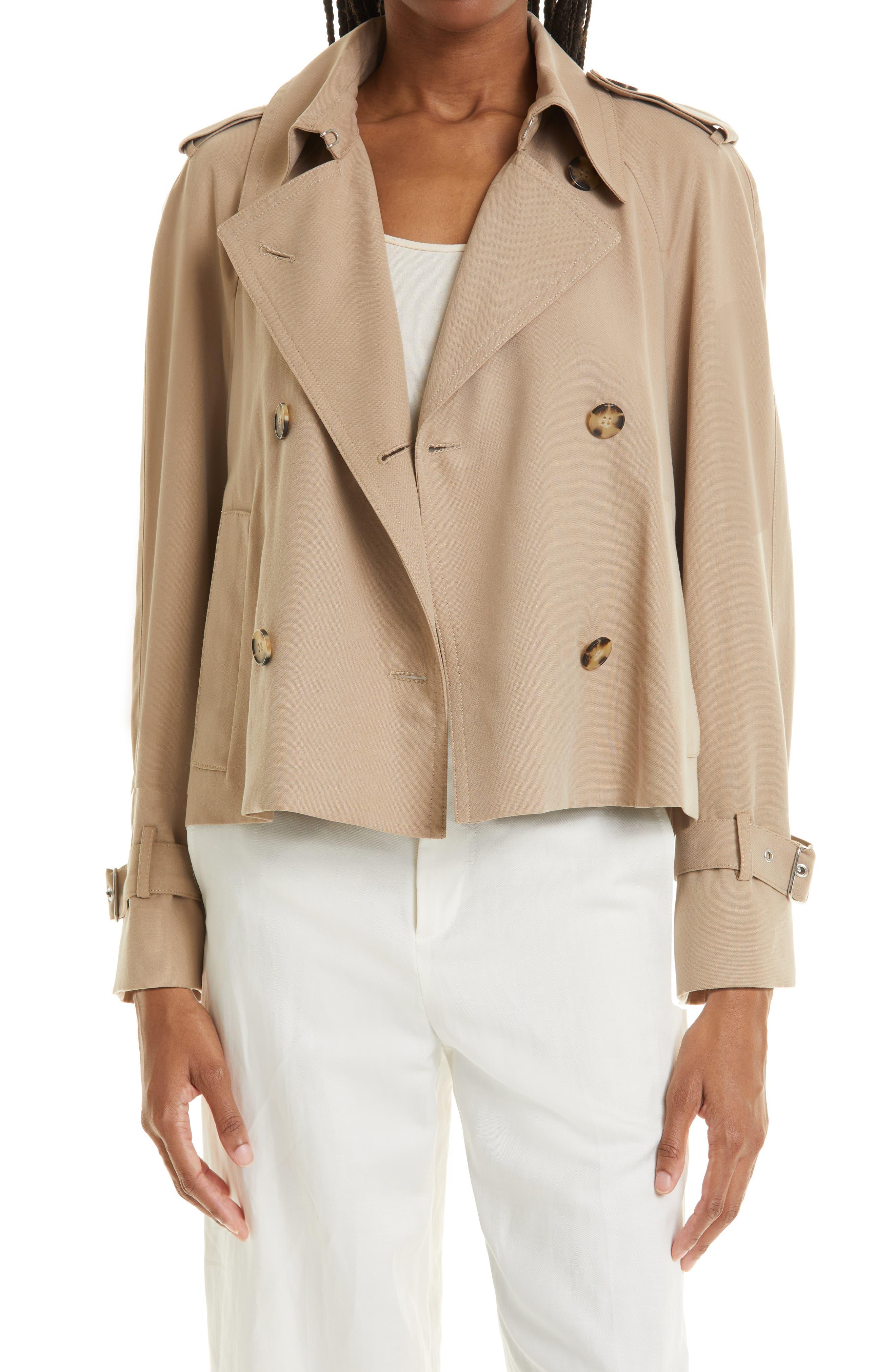 Club Monaco Soft Crop Trench Coat in Natural | Lyst