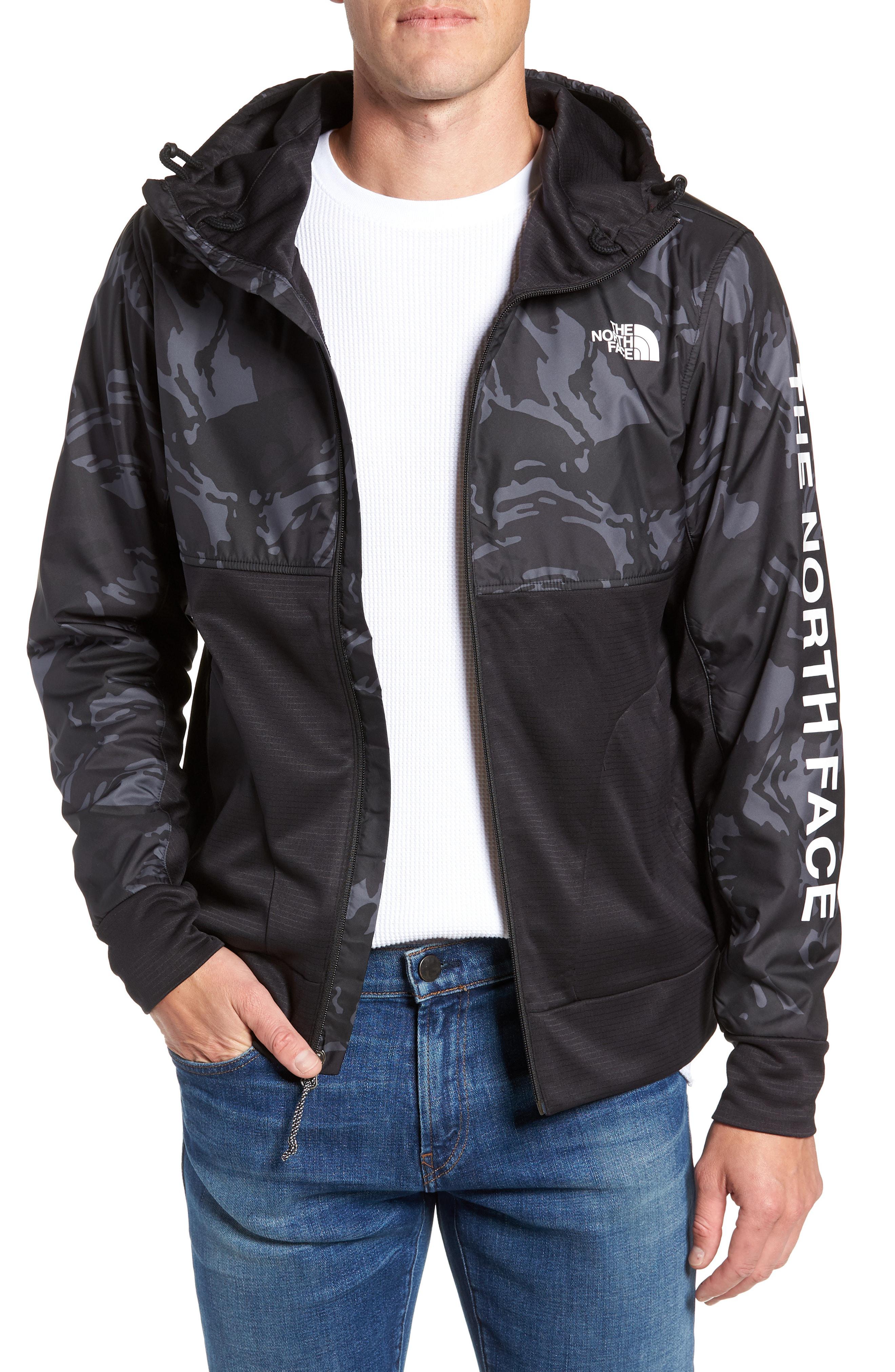 black and camo north face jacket