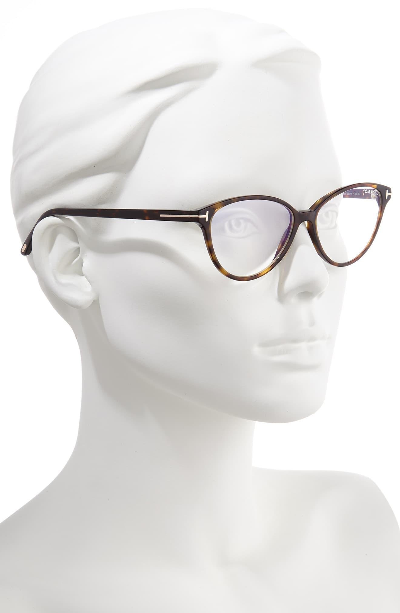 Tom Ford 53mm Cat Eye Blue Light Blocking Optical Glasses - Dark Havana ...