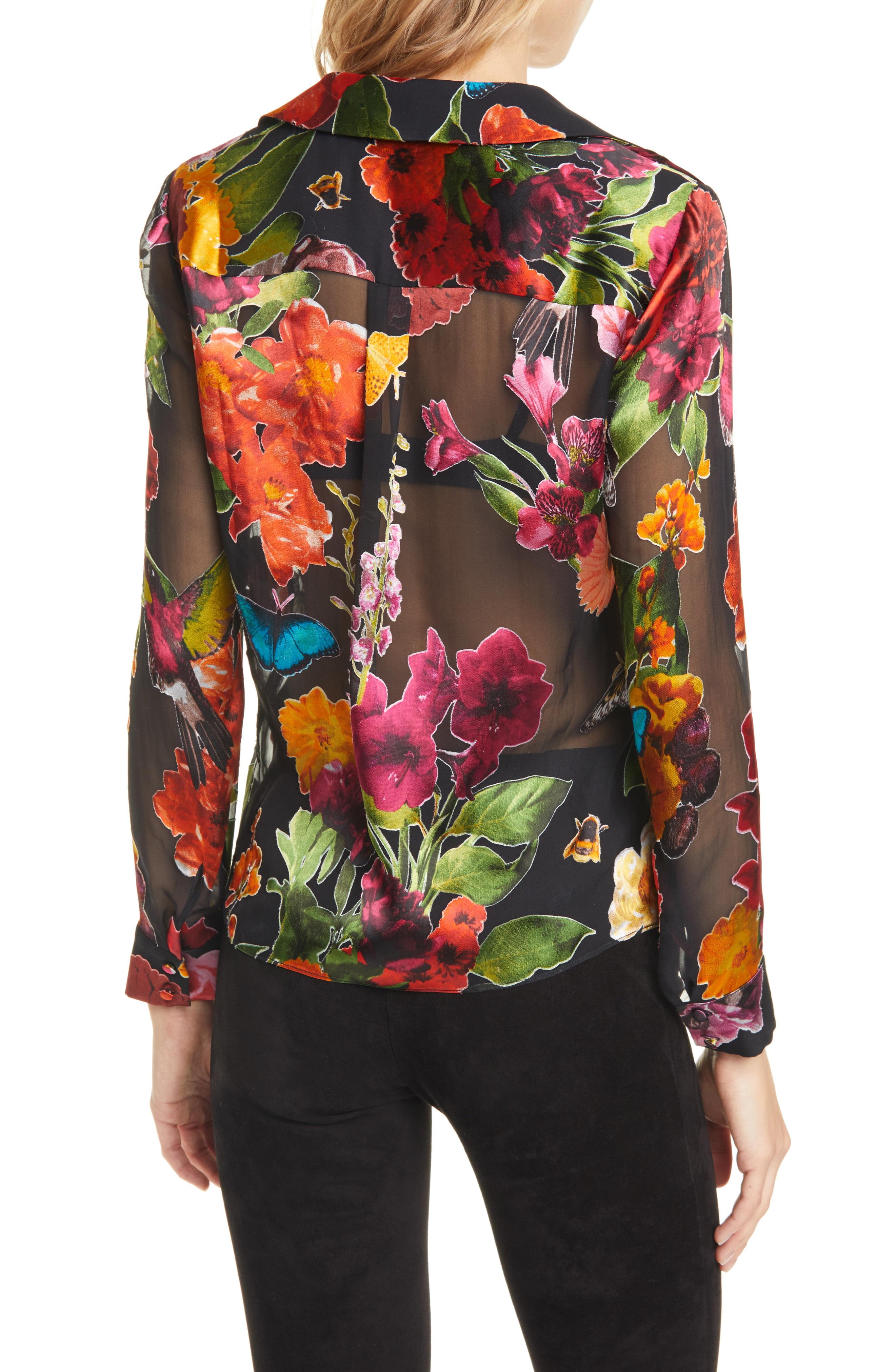 Alice + Olivia Eloise Floral Chiffon-silk Blouse | Lyst