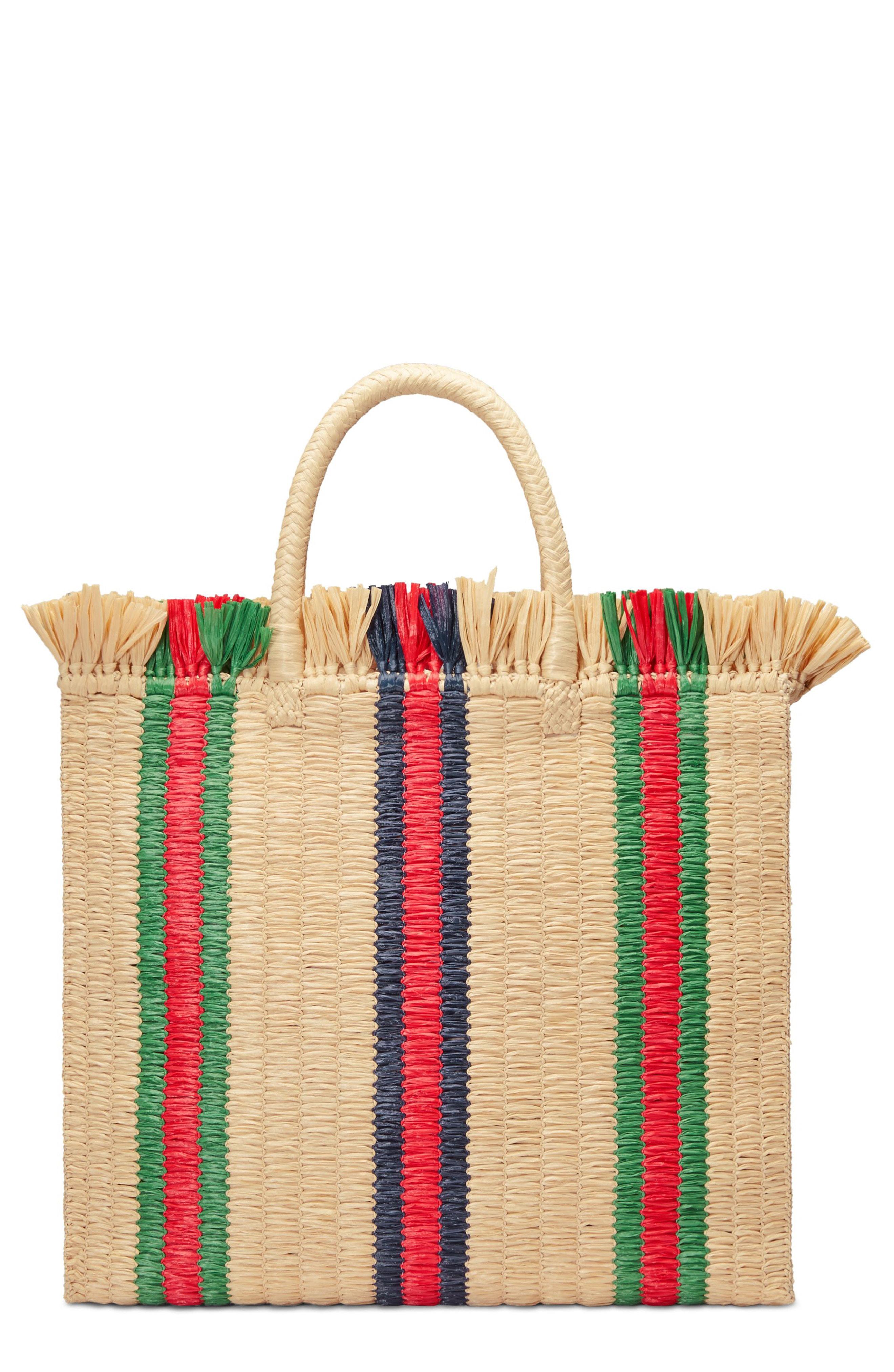Gucci Web Woven Straw Tote in Natural Lyst