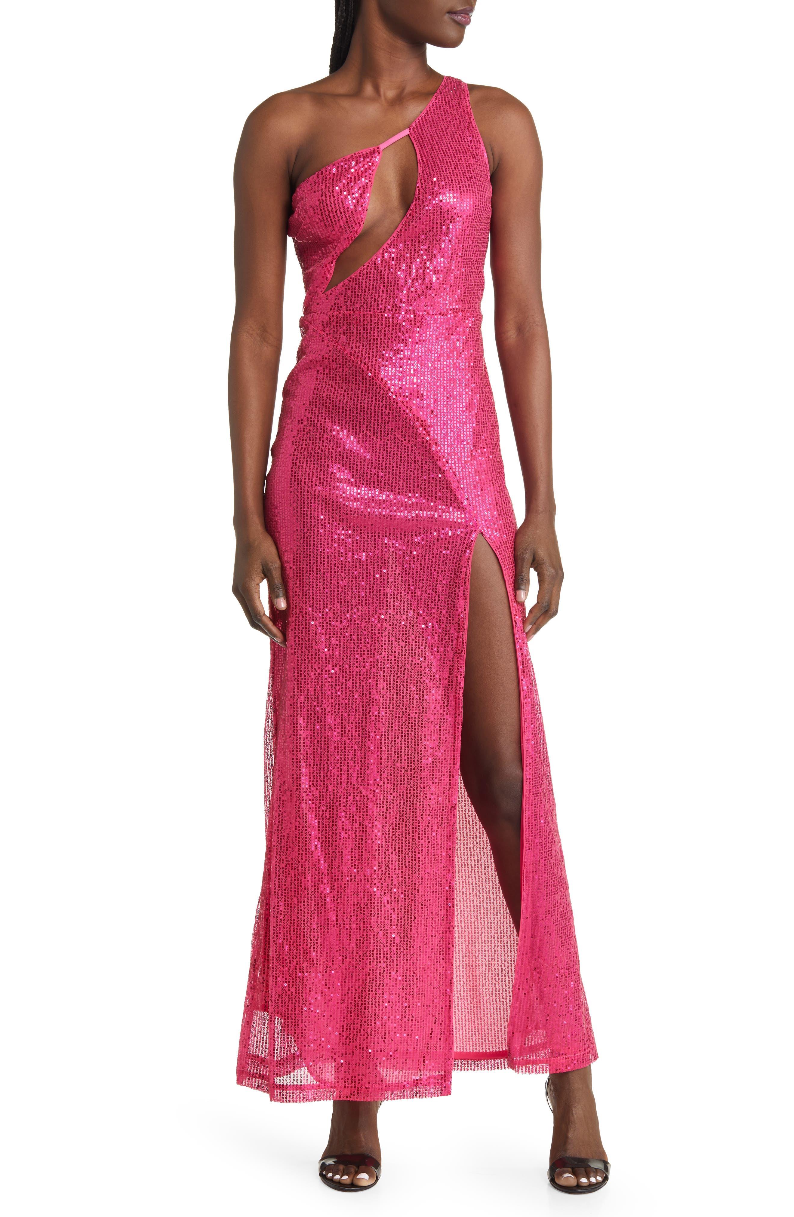 Amy Lynn One-shoulder Sequin Cutout Dress in Red | Lyst