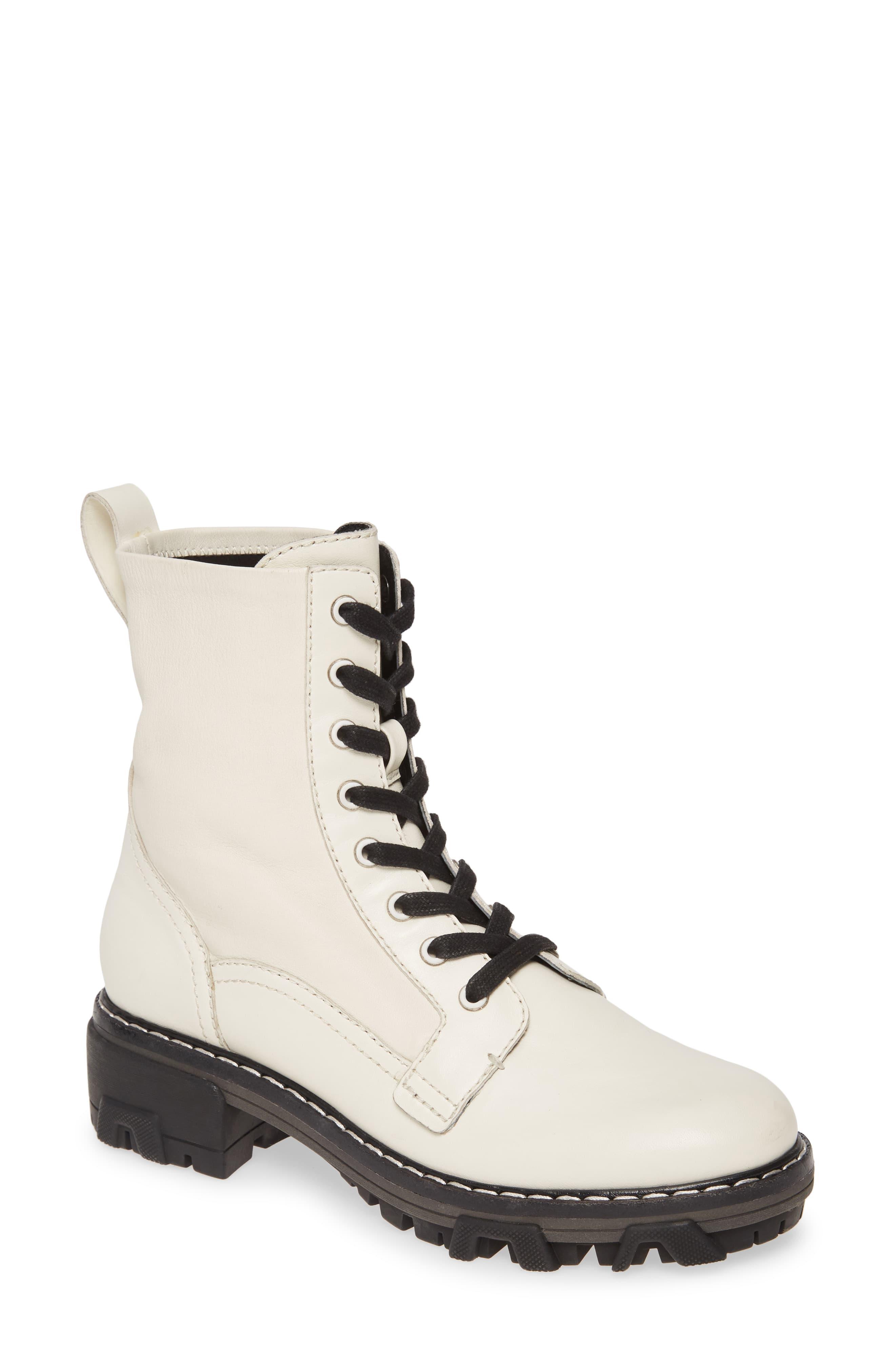 Rag & Bone Shiloh Boot - Leather Combat Ankle Boot in Antique White ...