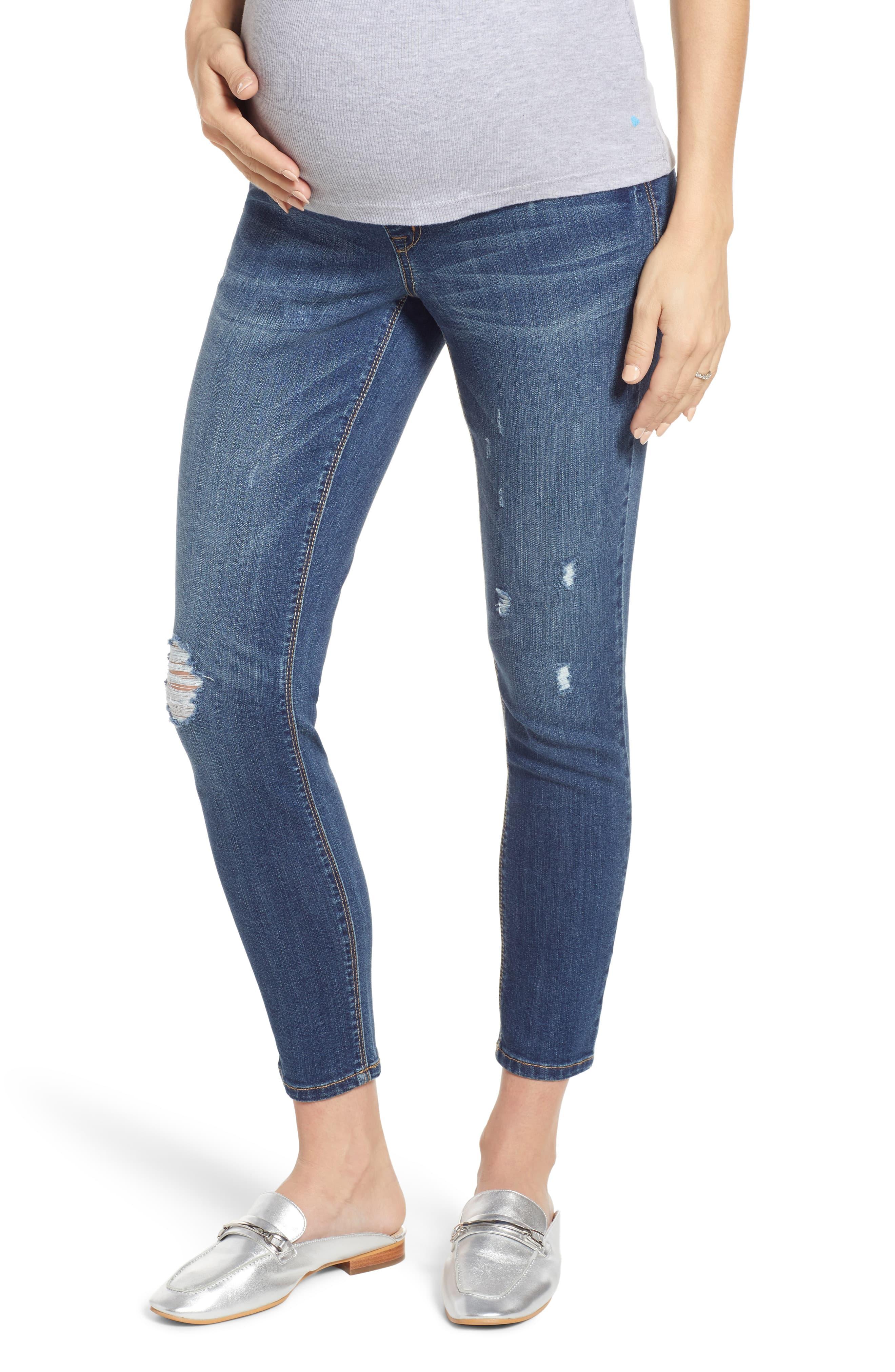 distressed ankle jeans