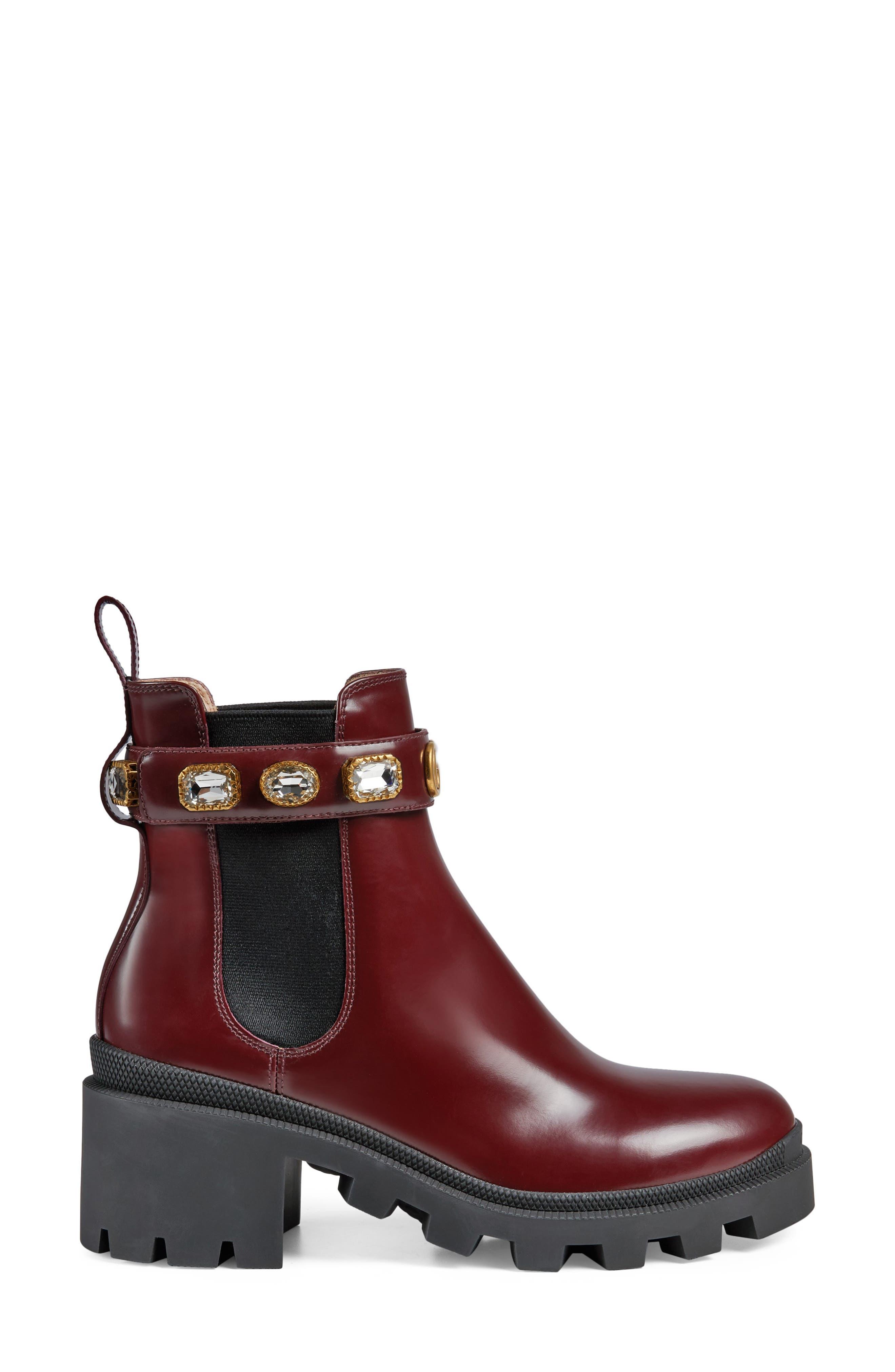 Gucci Trip Bootie With Jewels | Lyst