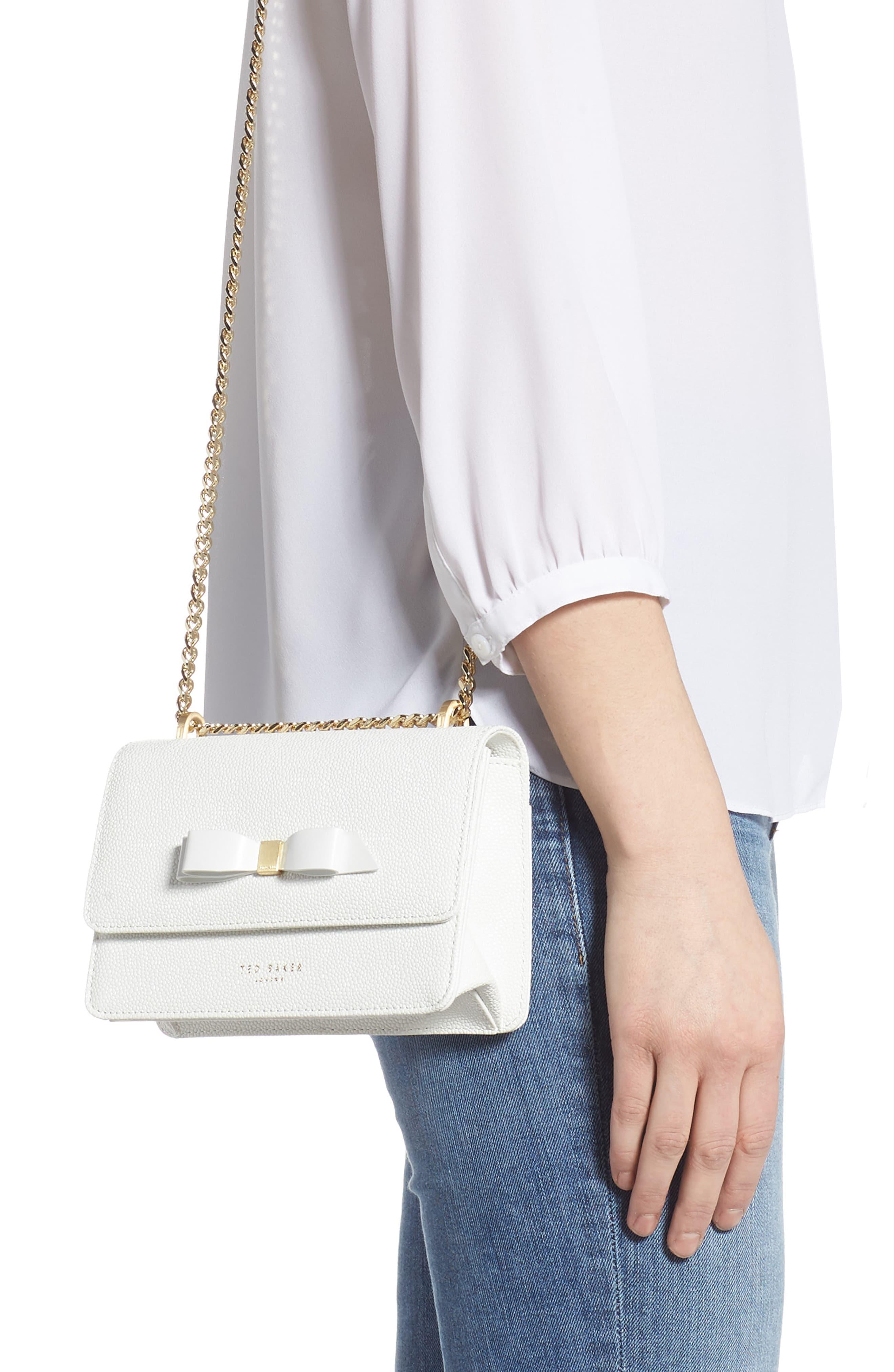 Ted Baker Jayllaa Bow Leather Crossbody Bag in White - Lyst