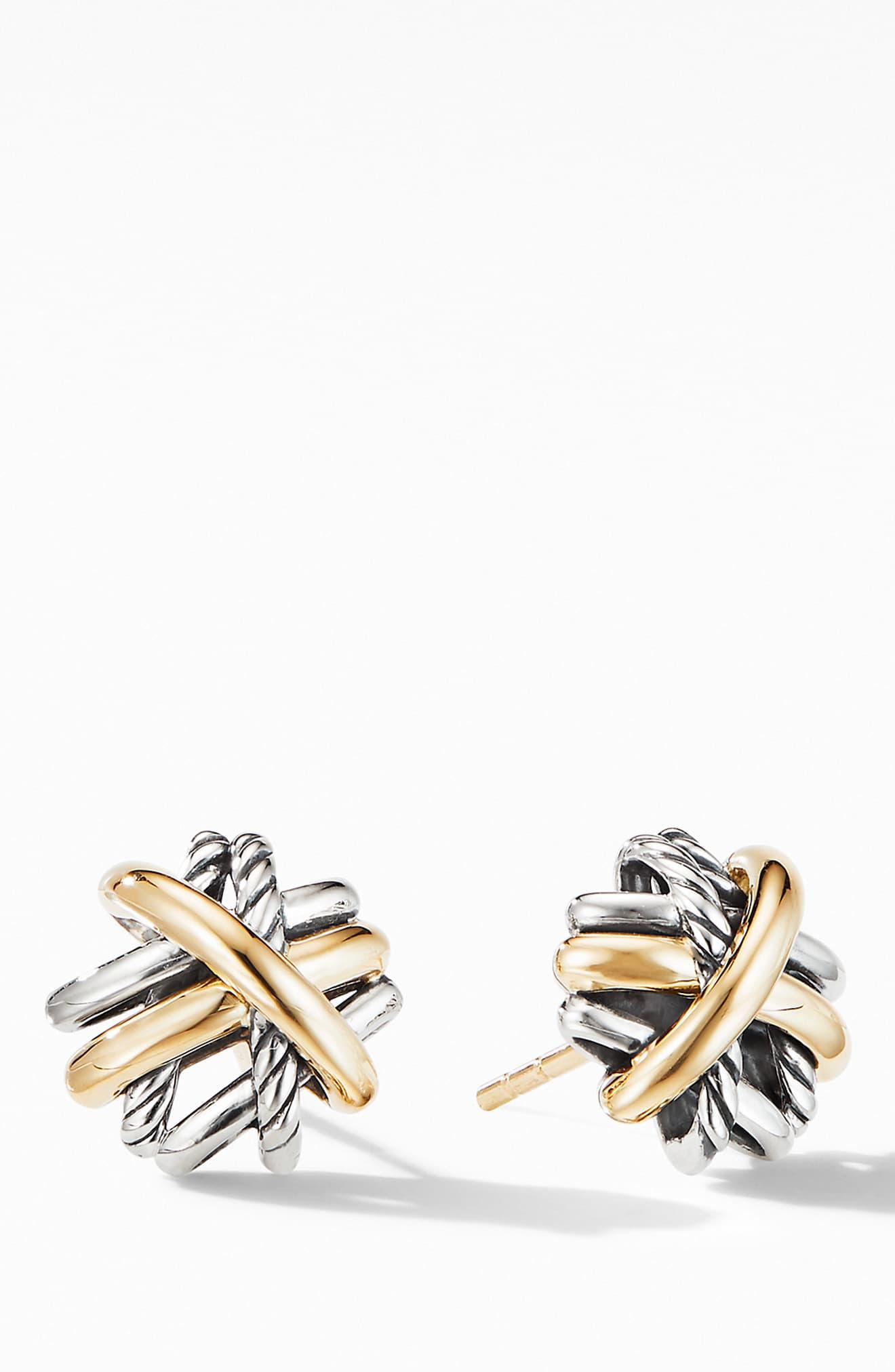 David Yurman Crossover Stud Earrings With 18k Yellow Gold in Silver ...