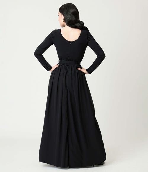 long sleeve long dress black TA3 Notchy Long Sleeve Midi Dress - Contour Black/Oat - L