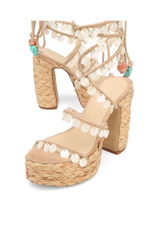 Naked Wolfe Fantastic Ankle Wrap Raffia Platform Sandal in Natural