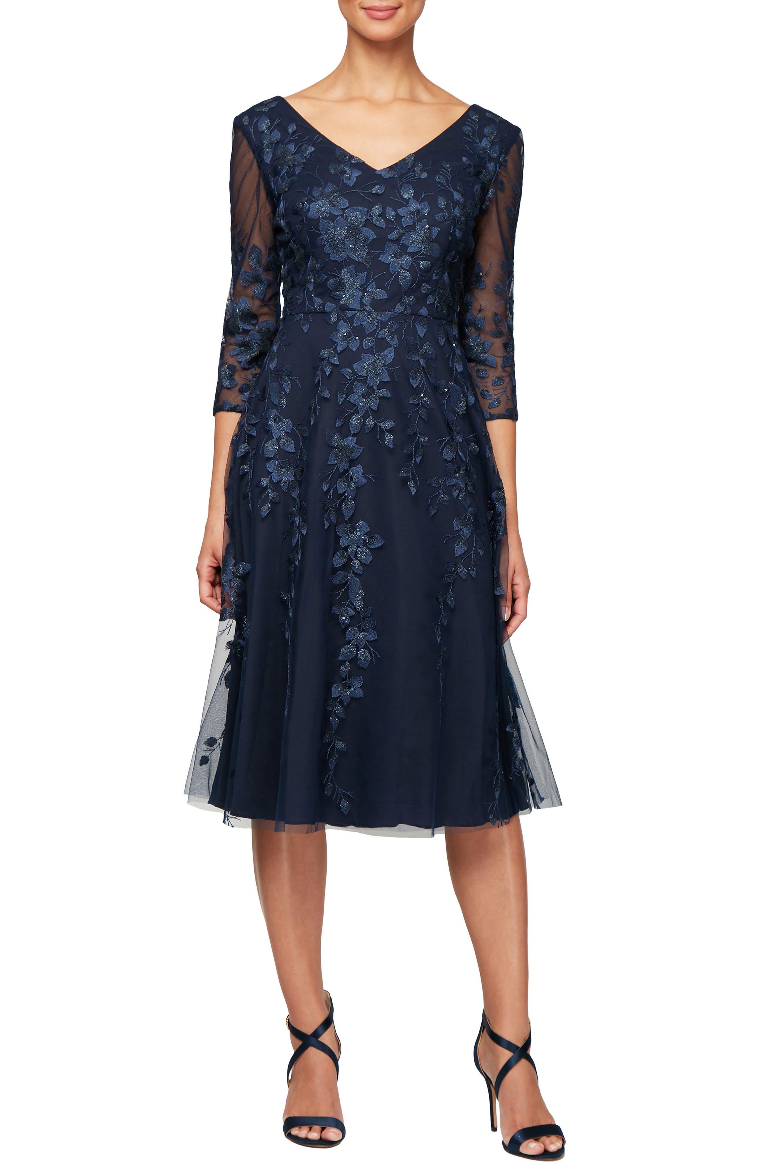 Alex evenings top blue dress