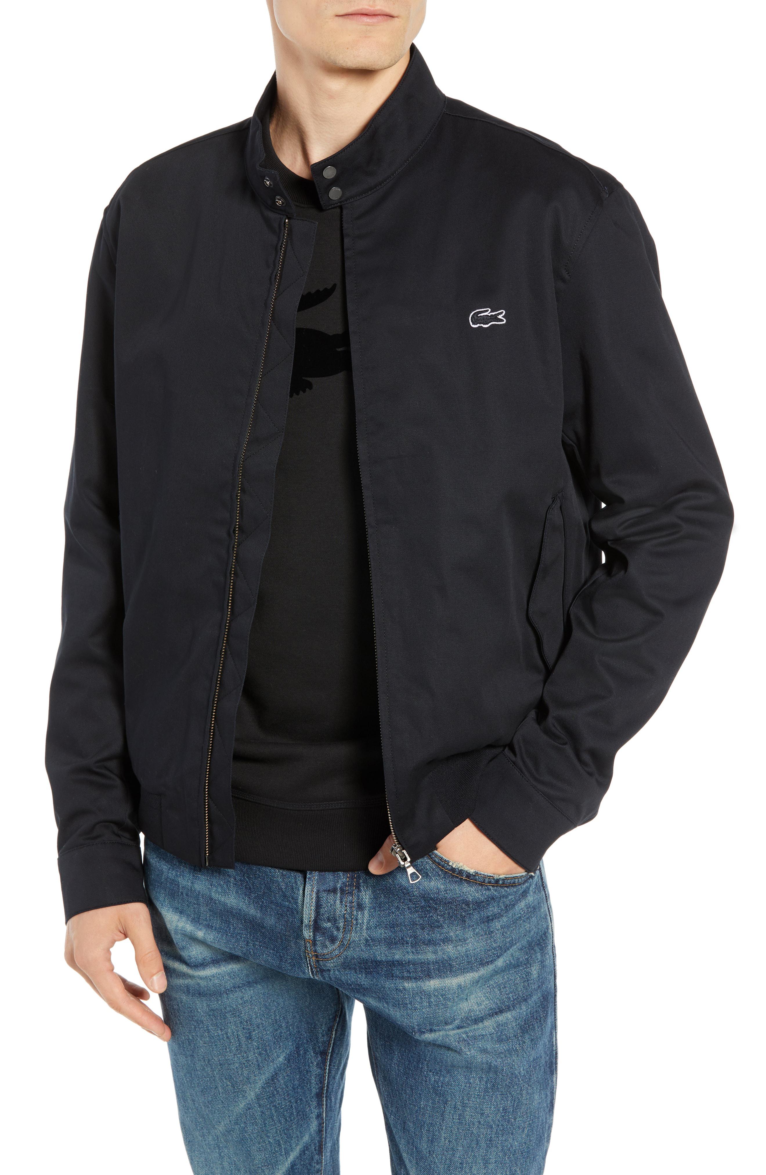 Lacoste Cotton Regular Fit Zip Harrington Jacket in Black for Men - Lyst