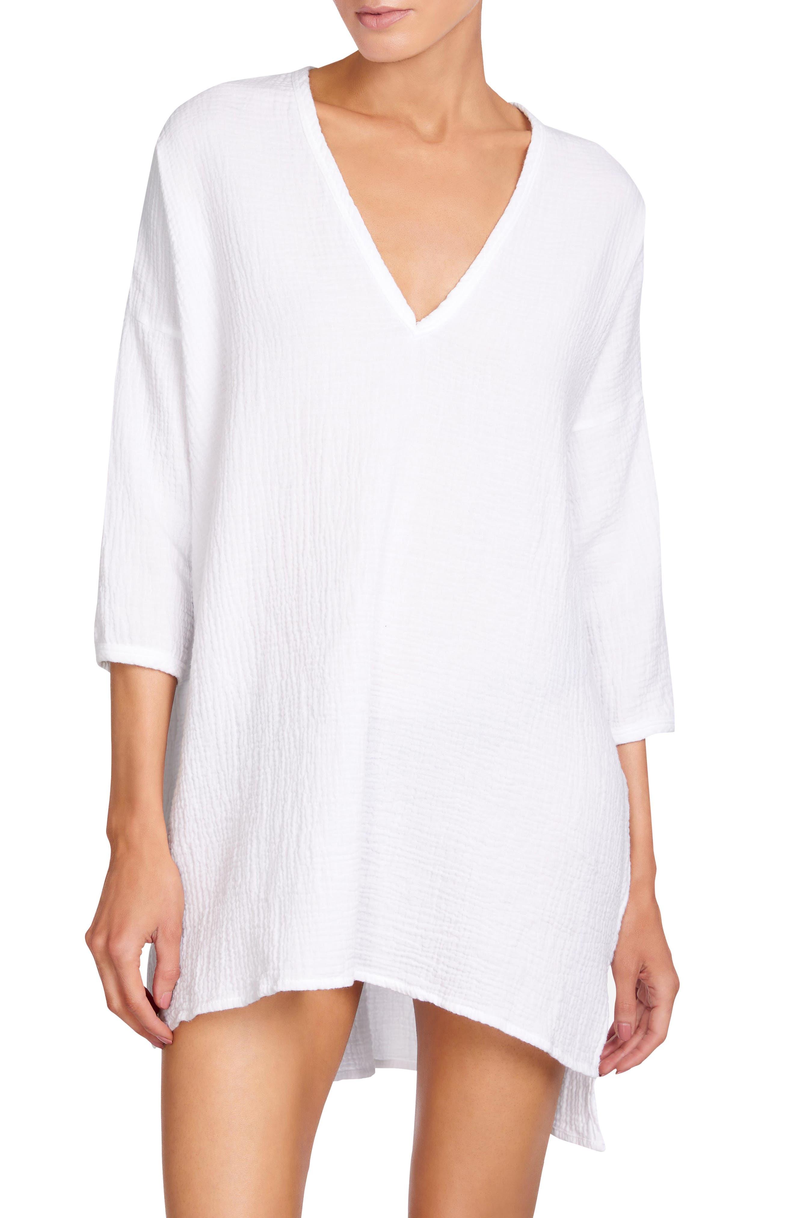 Robin Piccone Emily Cotton Cover-up Tunic in White | Lyst