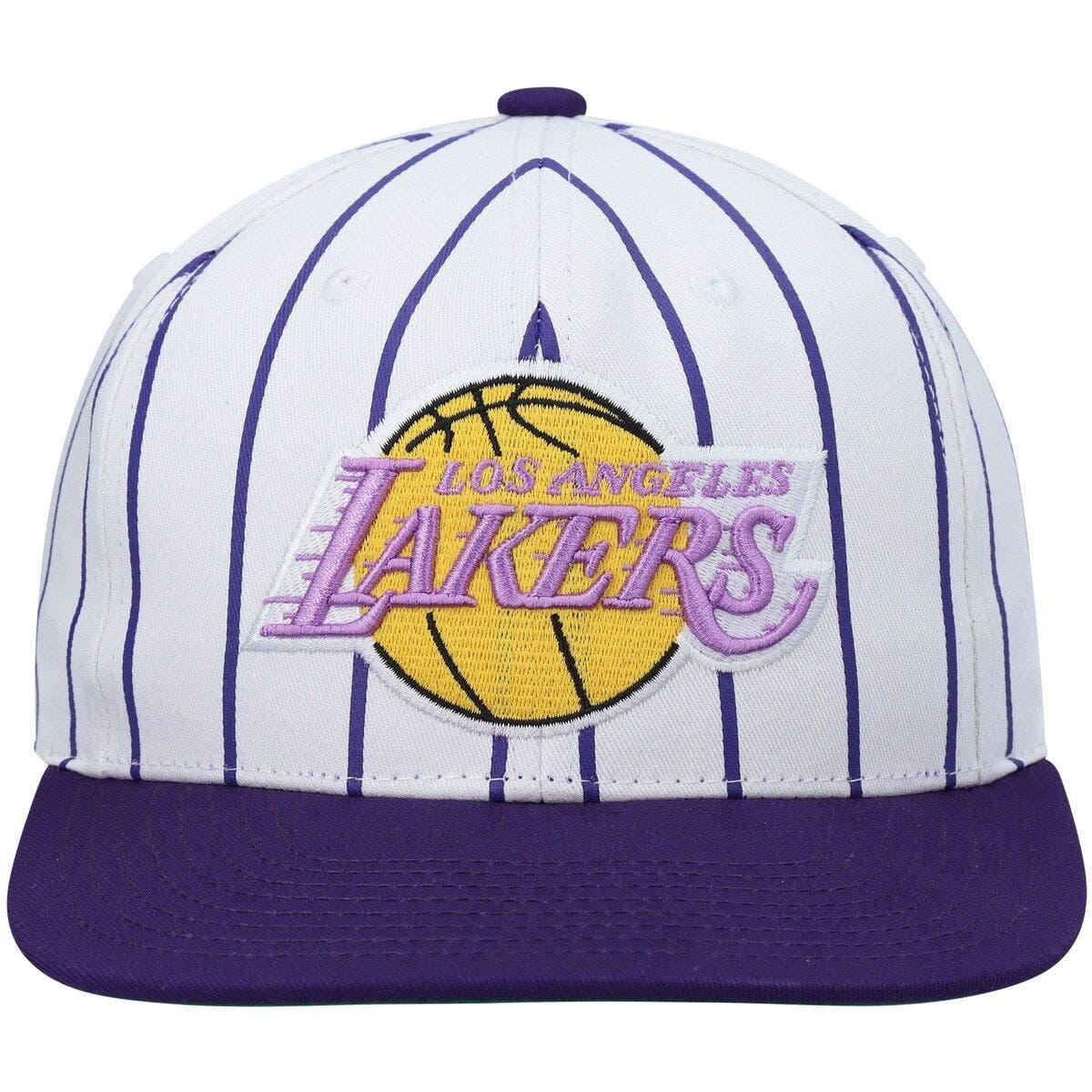Mitchell & Ness Men's Mitchell & Ness White/Purple Los Angeles Lakers  Hardwood Classics 1987 NBA Finals XL Patch Snapback Hat