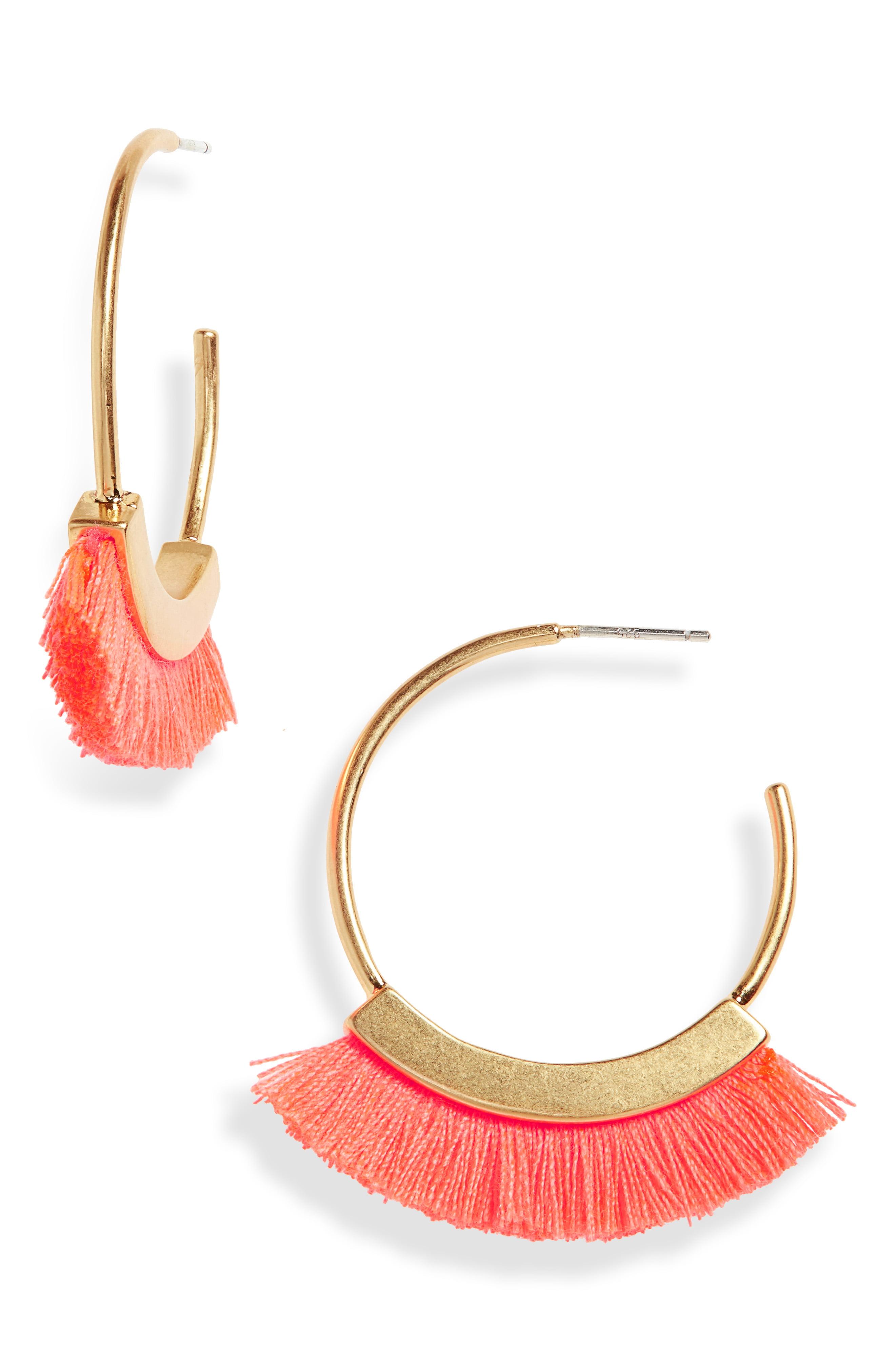 Madewell Fringe Hoop Earrings in Electric Pink (Pink) Lyst